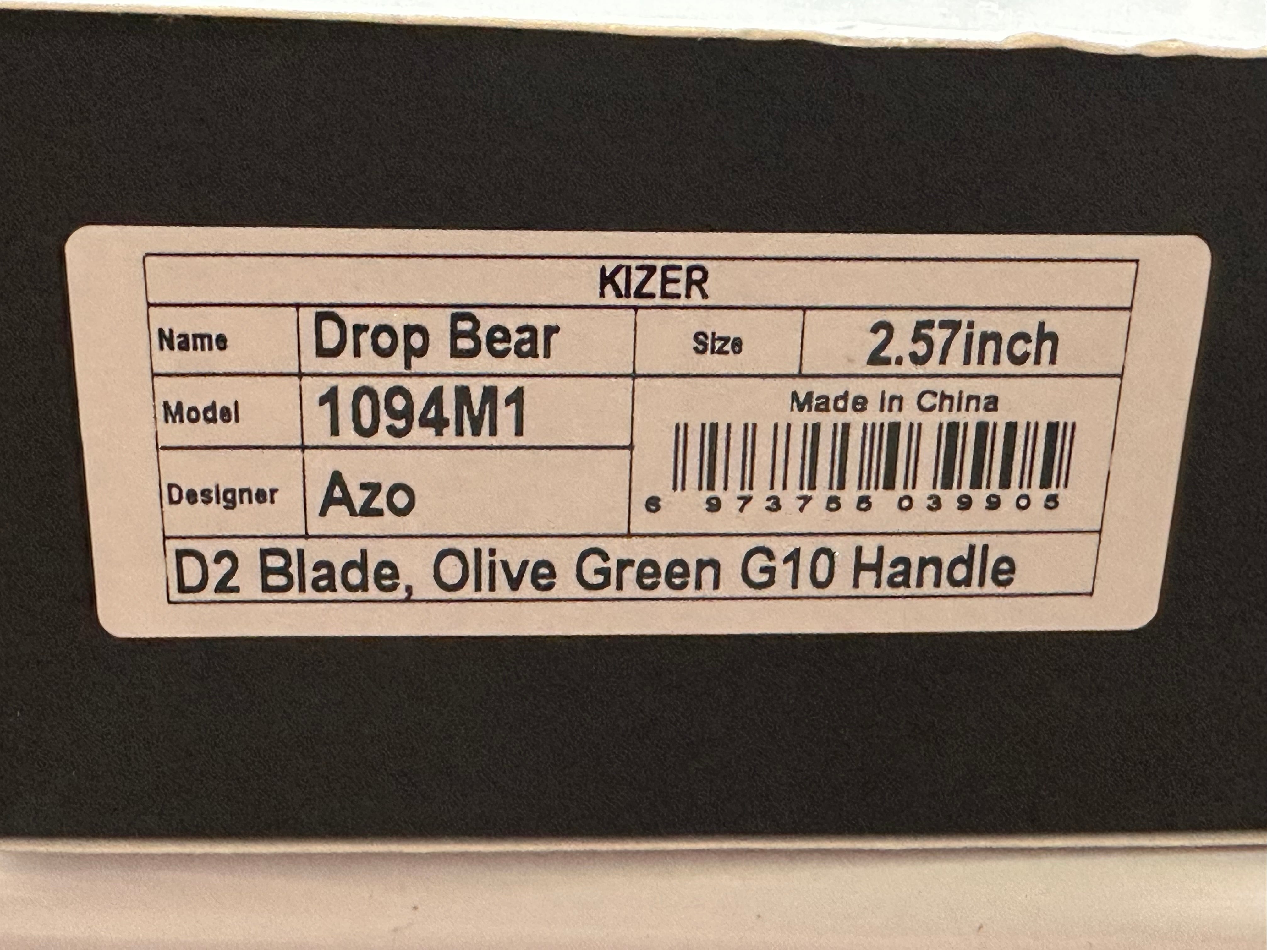 KIZER DROP BEAR Fixed Blade Knife - 3.5