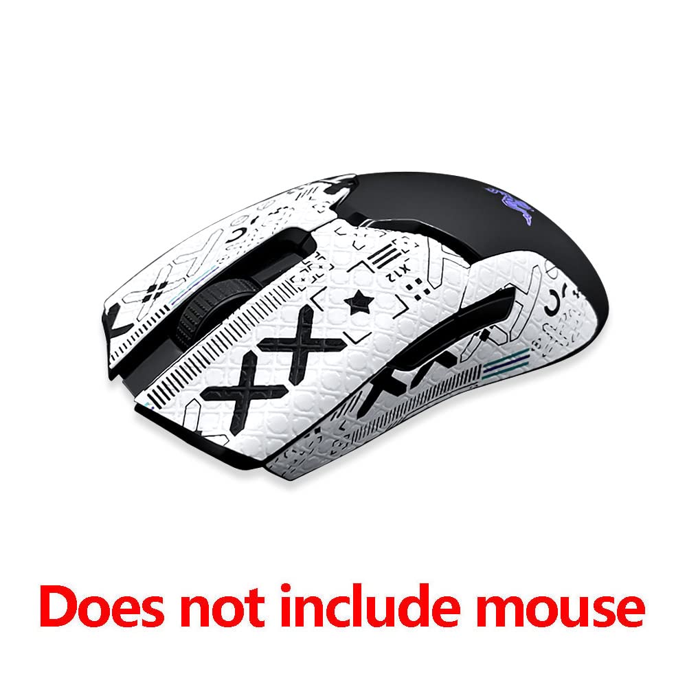 Premium Grip Tape for Razer Viper & Viper Ultimate - Anti-Slip Textured Surface with Cool Patterns (White) | Enhanced Control for FPS, MOBA & Esports Gaming