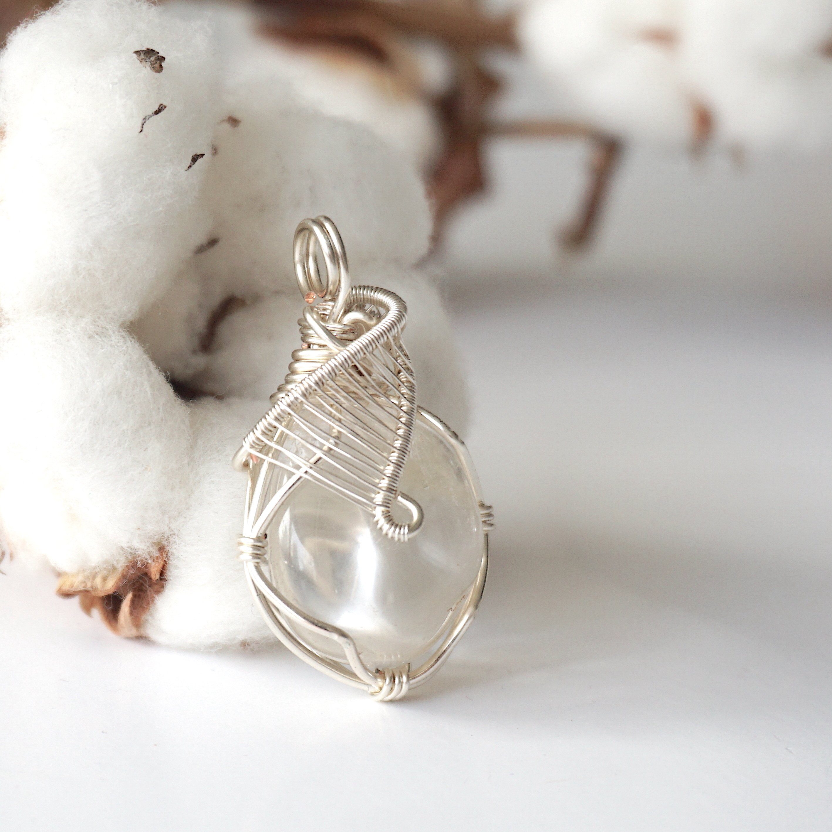 Rock Crystal Silver Pendant Necklace - Clear Quartz Healing Stone Jewelry for Women, Gift for Her | Spiritual Protection, Meditation & Energy Balancing