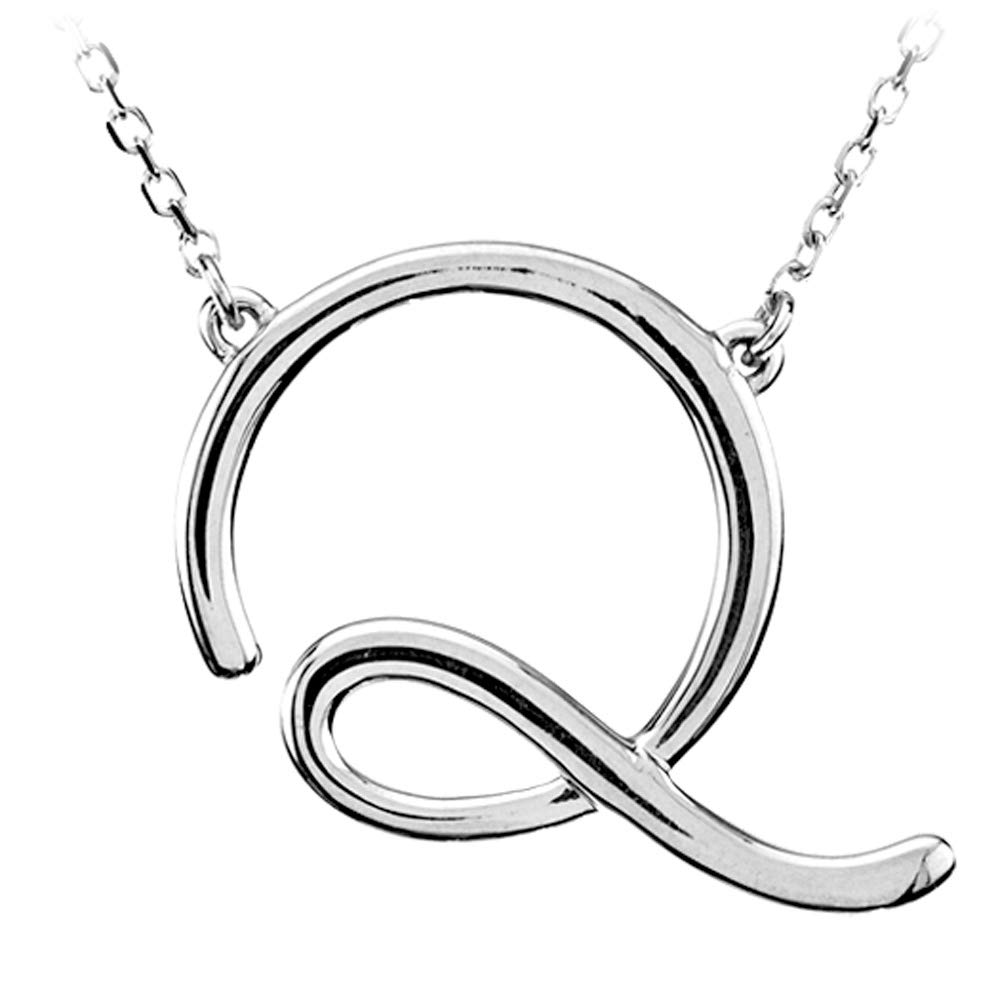 Sterling Silver Initial Q Necklace - Olivia Collection for Gifts