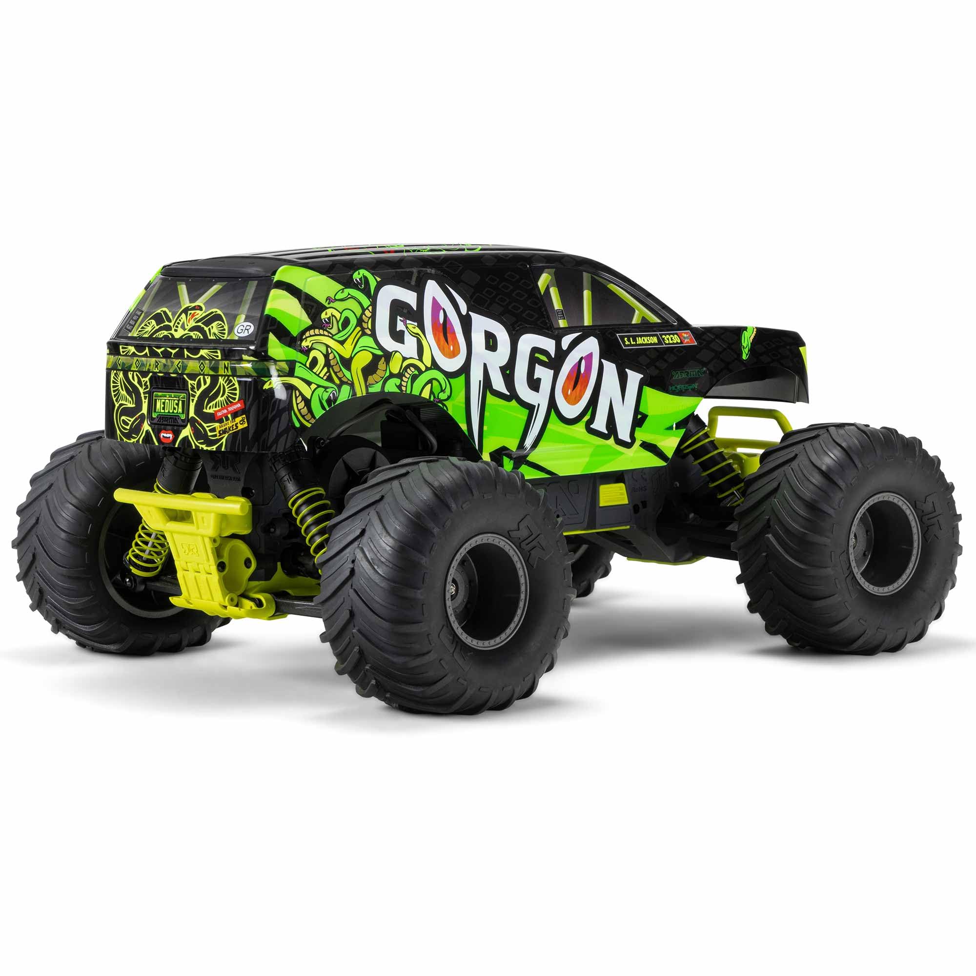 ARRMA Gorgon 1/10 Scale 2WD Monster Truck RTR (Ready-to-Run) with Battery & Charger - Smart 3300 7C S120 USB - Yellow ARA3230ST1 - Perfect for Off-Road Bashing, Backyard Racing & RC Hobby Enthusiasts