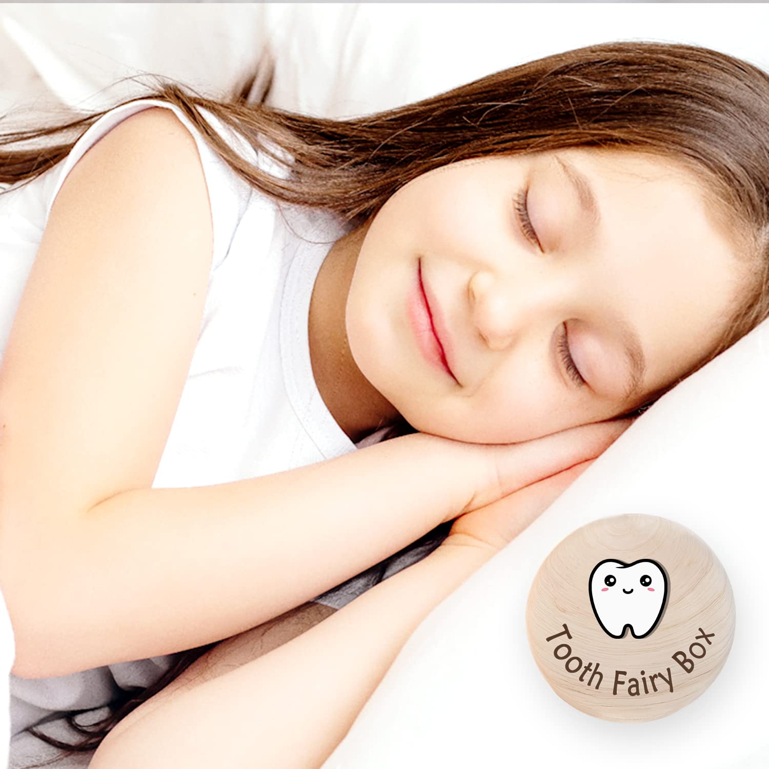 Tooth Fairy Box for Kids - Wooden Keepsake Storage Box with 3D Tooth for Lost Teeth | Cute Tooth Container for Boys & Girls | Perfect for Placing Under Pillow at Night | Great Gift Idea for First Lost Tooth