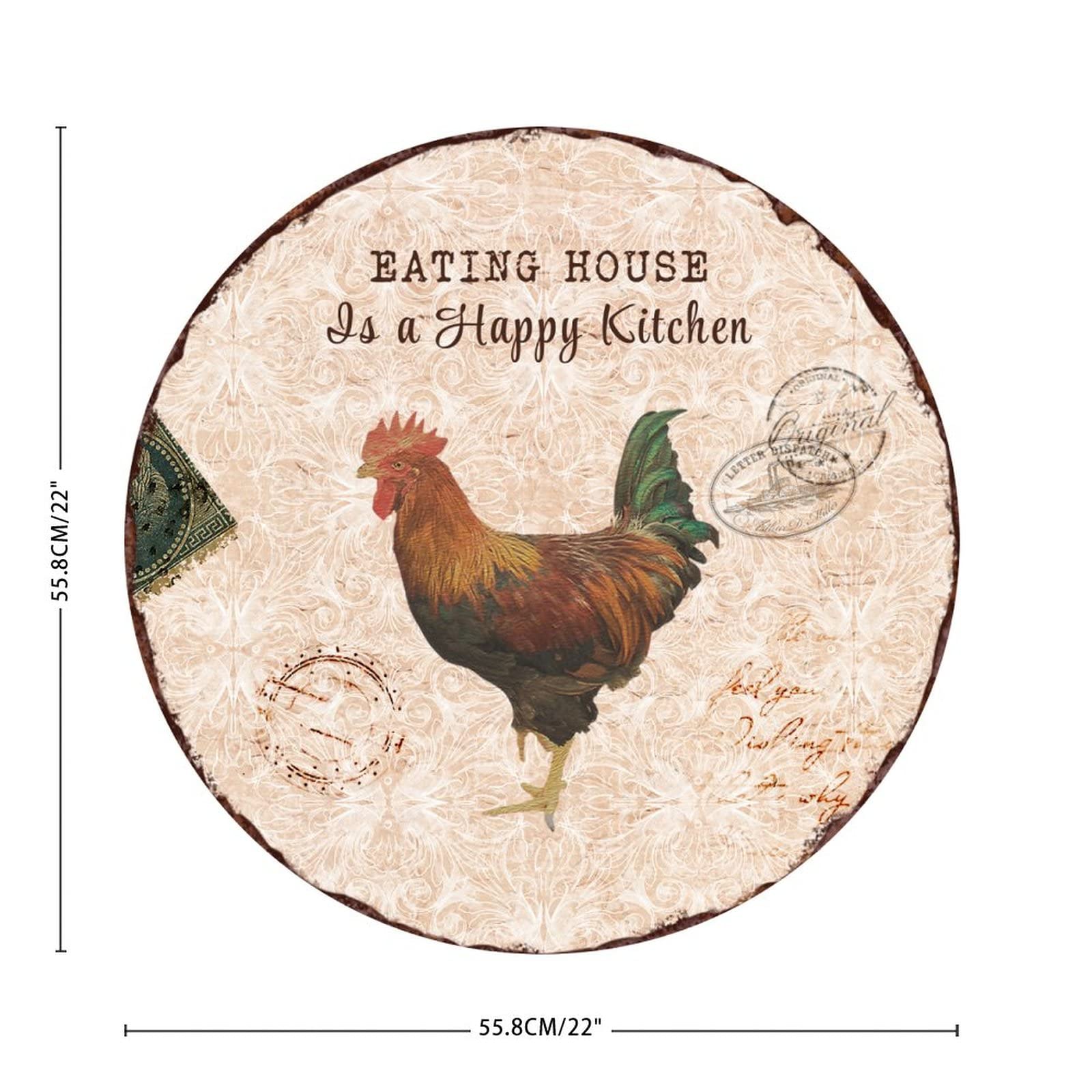 Happy Kitchen Letter Stickers - Retro Rooster Wall Decal for Home & Office Decor