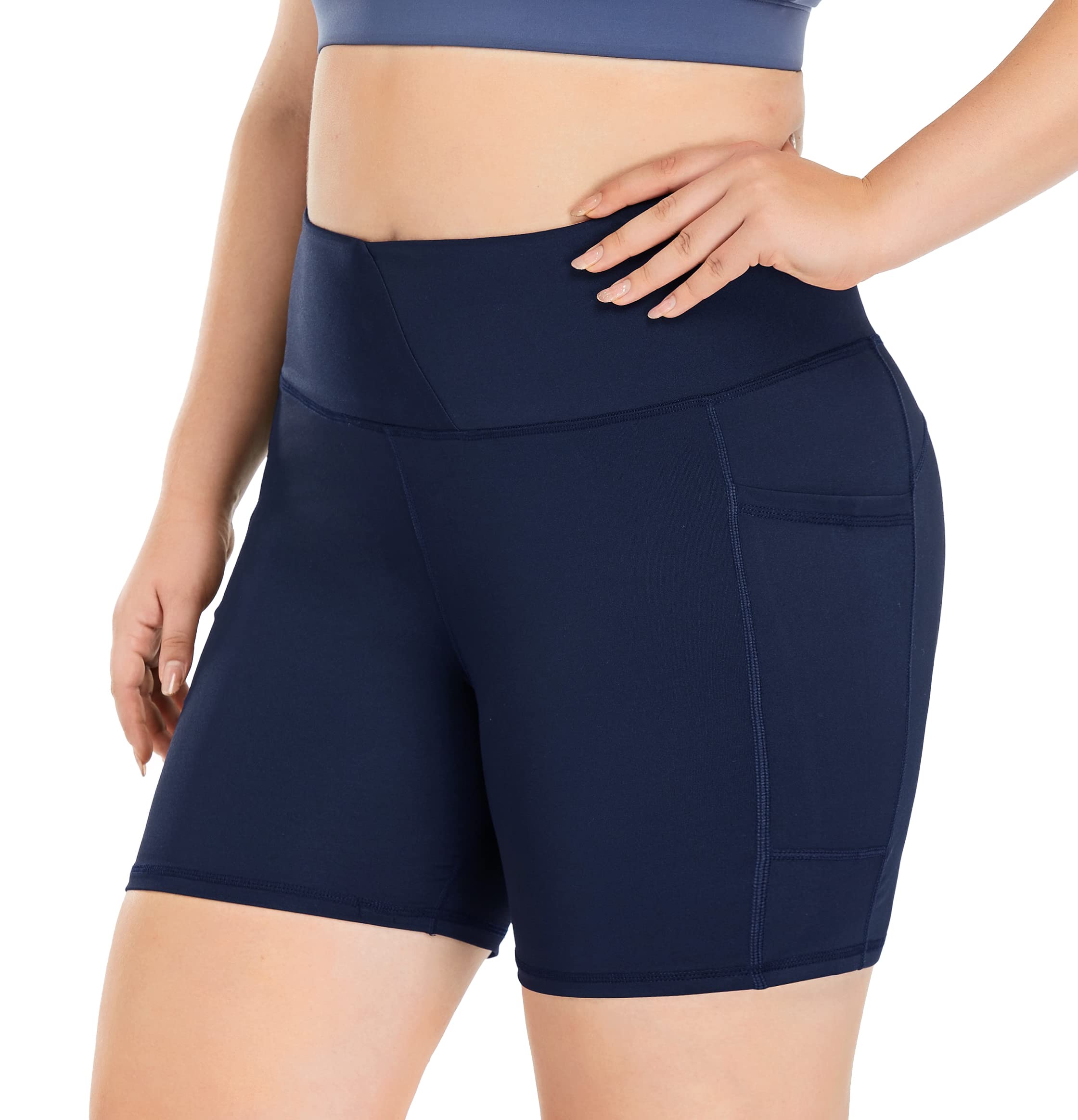 ZERDOCEAN Women's Plus Size High Waist Biker Shorts - 8