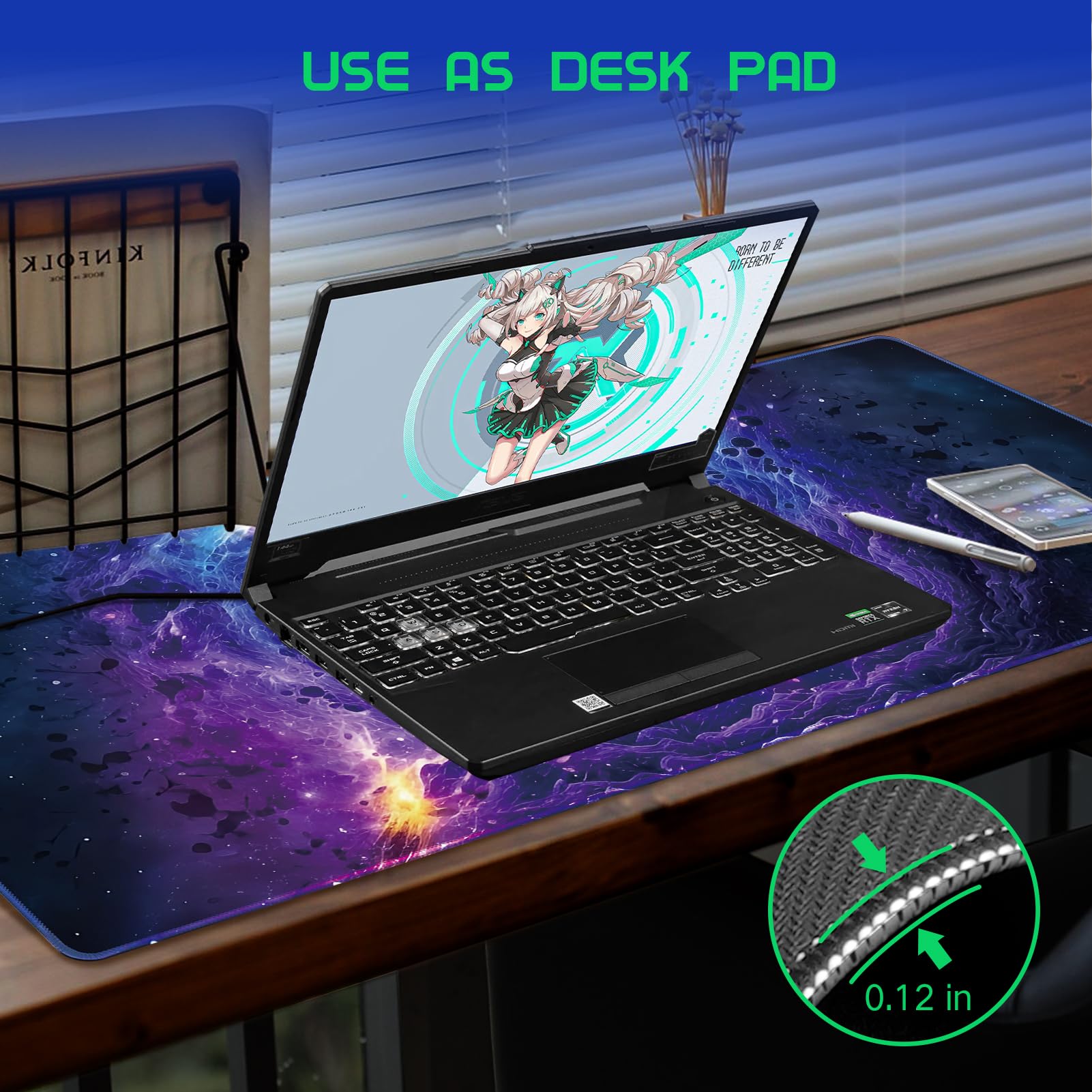 Ultra Large Gaming Mouse Pad - 35.4 x 15.7 Inch XXXL Desk Mat with Non-Slip Rubber Base, Thick Ergonomic Mousepad for PC, Laptop, Office & Home Workspace - Nebula Black Hole Design - Perfect for Gamers, Programmers & Professionals