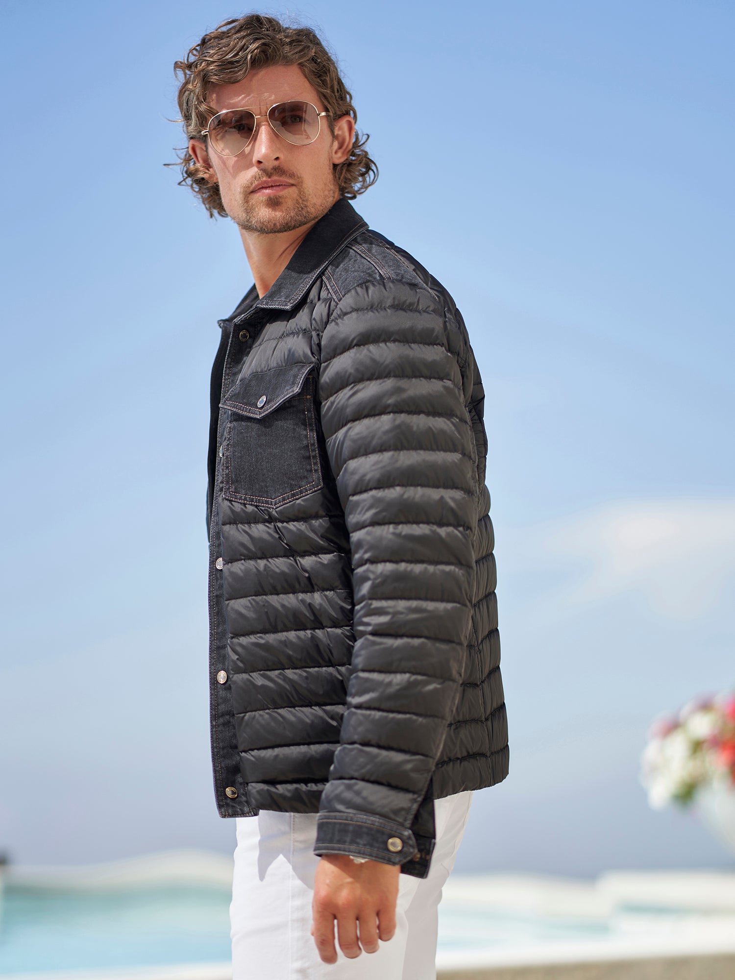 Crespi Quilted Down Denim Jacket - Warm Winter Coat for Men & Women | Stylish Outerwear for Casual Wear, Travel & Outdoor Activities