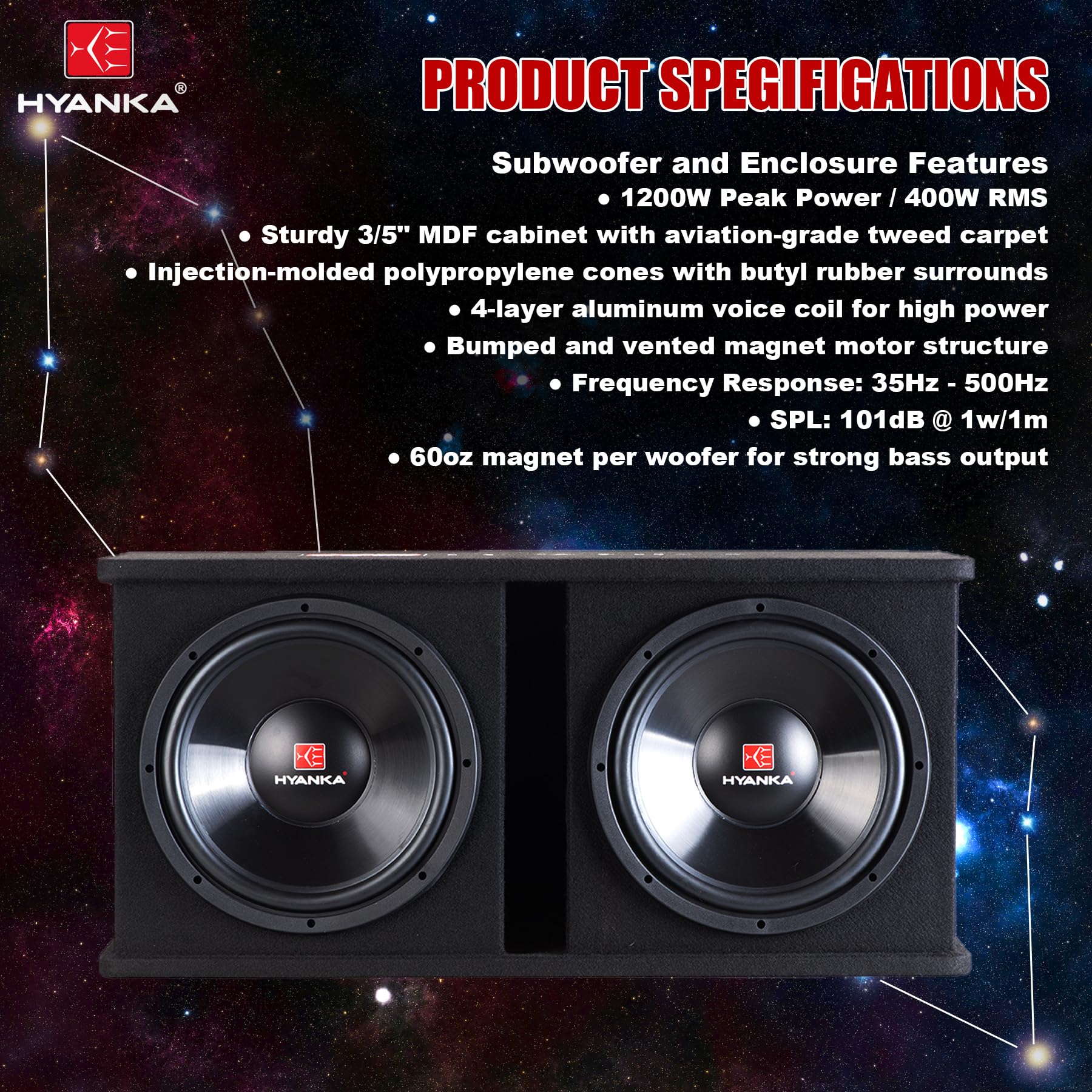 H YANKA SKP-D12M 1200W Dual 12