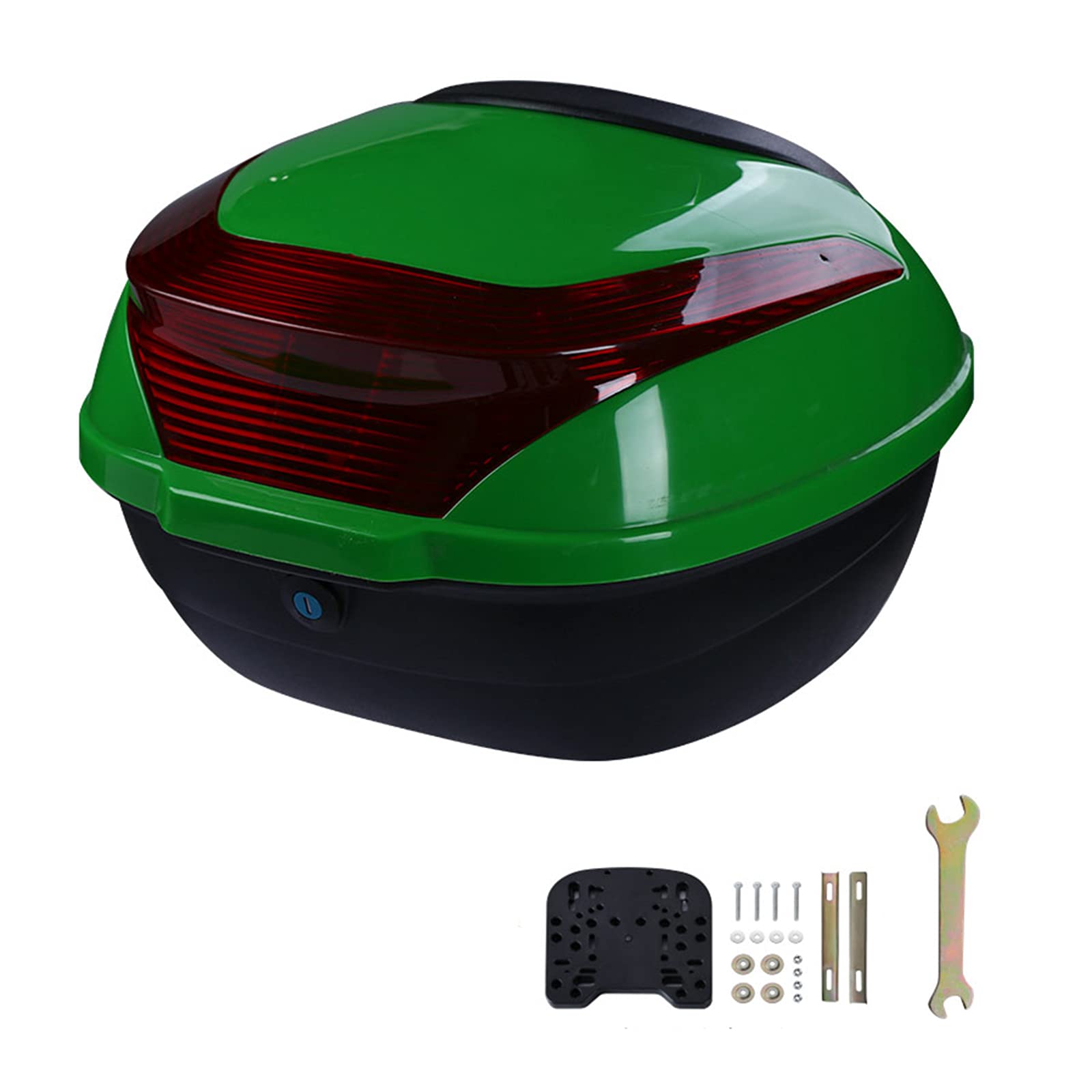 Motorcycle Top Case - Waterproof Rear Luggage Box for Scooters & Bikes | Helmet Storage Top Box with Lock | Durable Travel Tail Trunk | Perfect for Commuting, Touring & Road Trips (Green)