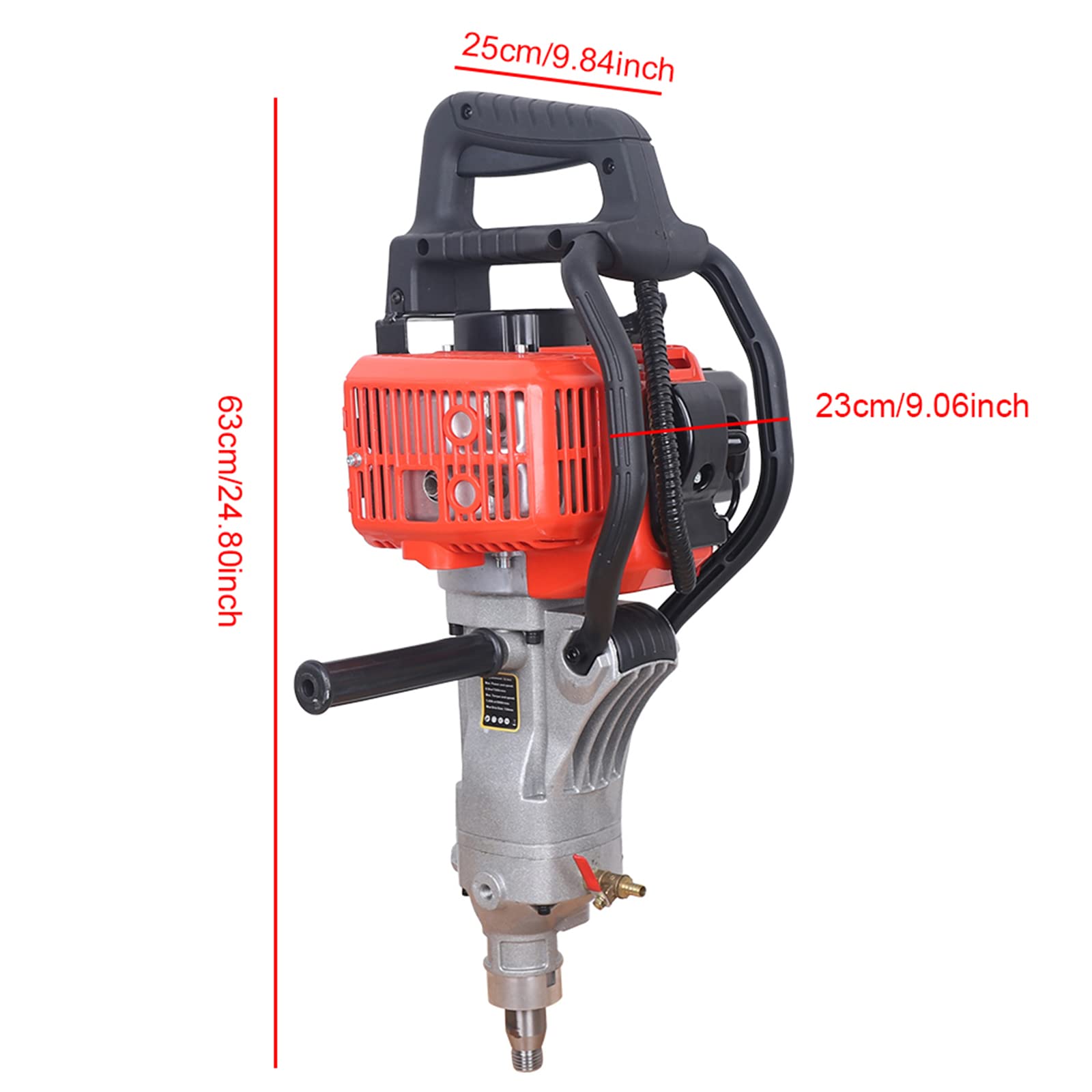33cc Gasoline Core Drilling Machine - 2-Stroke Gas Powered Diamond Concrete Drill with 1000W Single Cylinder Engine | Handheld Wet Drill for Construction, Masonry & Renovation Projects | Perfect for Concrete, Brick & Stone Drilling