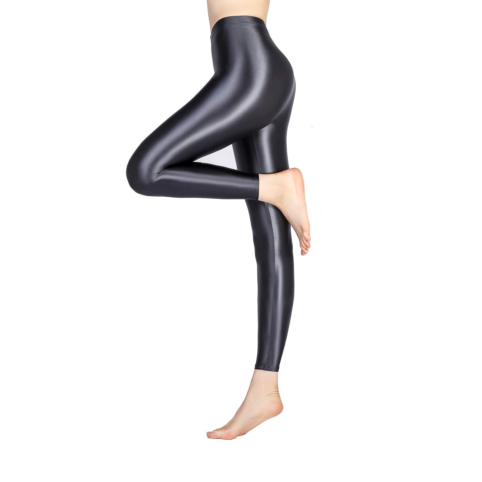 High Waist Opaque Pantyhose - Satin Glossy Yoga Leggings for Women, Shiny Sport Tights, Japanese Style Fitness Stockings | Perfect for Workout, Dance, Office Wear & Everyday Fashion