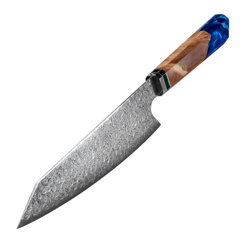 Premium Japanese VG10 Damascus 8-Inch Chef Knife with Exotic Olive Wood Handle & Leather Sheath – Perfect for Professional Chefs, Home Cooking, and Gourmet Food Preparation