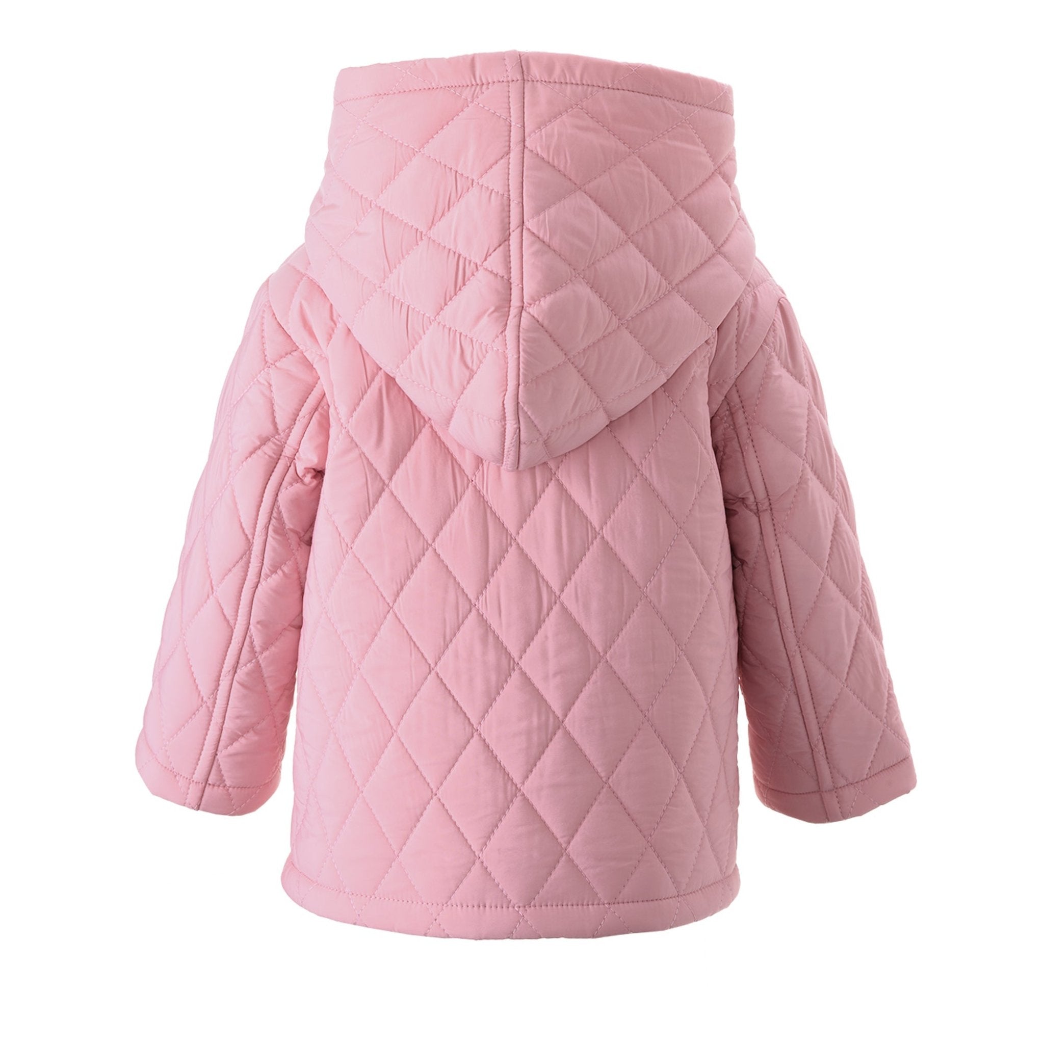 Pink Quilted Hooded Jacket for Baby Girls - Soft & Warm Winter Outerwear for Toddlers - Perfect for Playdates, Park Outings & Family Photos