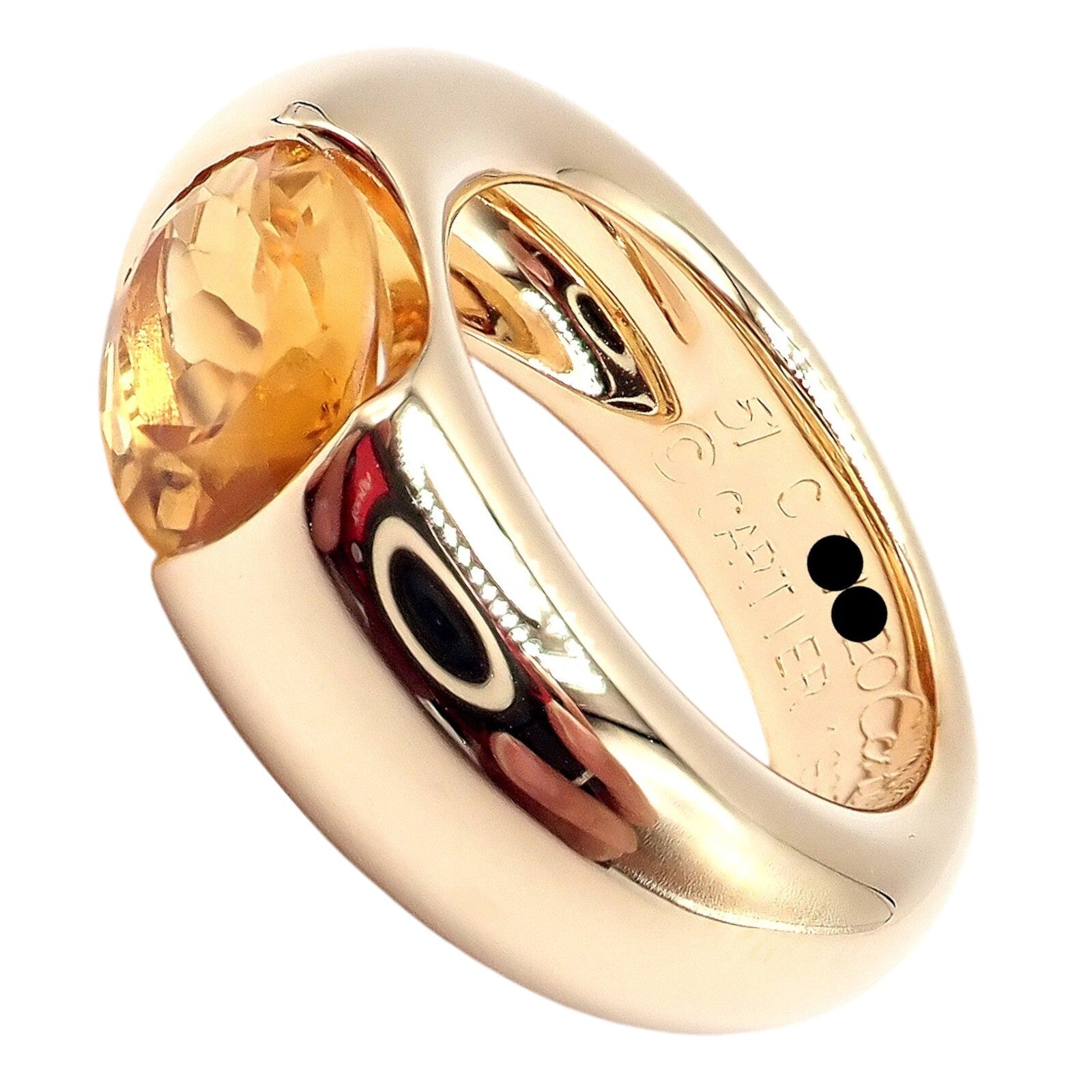 Authentic Cartier 18K Yellow Gold Citrine Wide Large Ellipse Band Ring Size 5.5 - Luxury Jewelry for Women, Perfect for Weddings, Anniversaries & Special Occasions