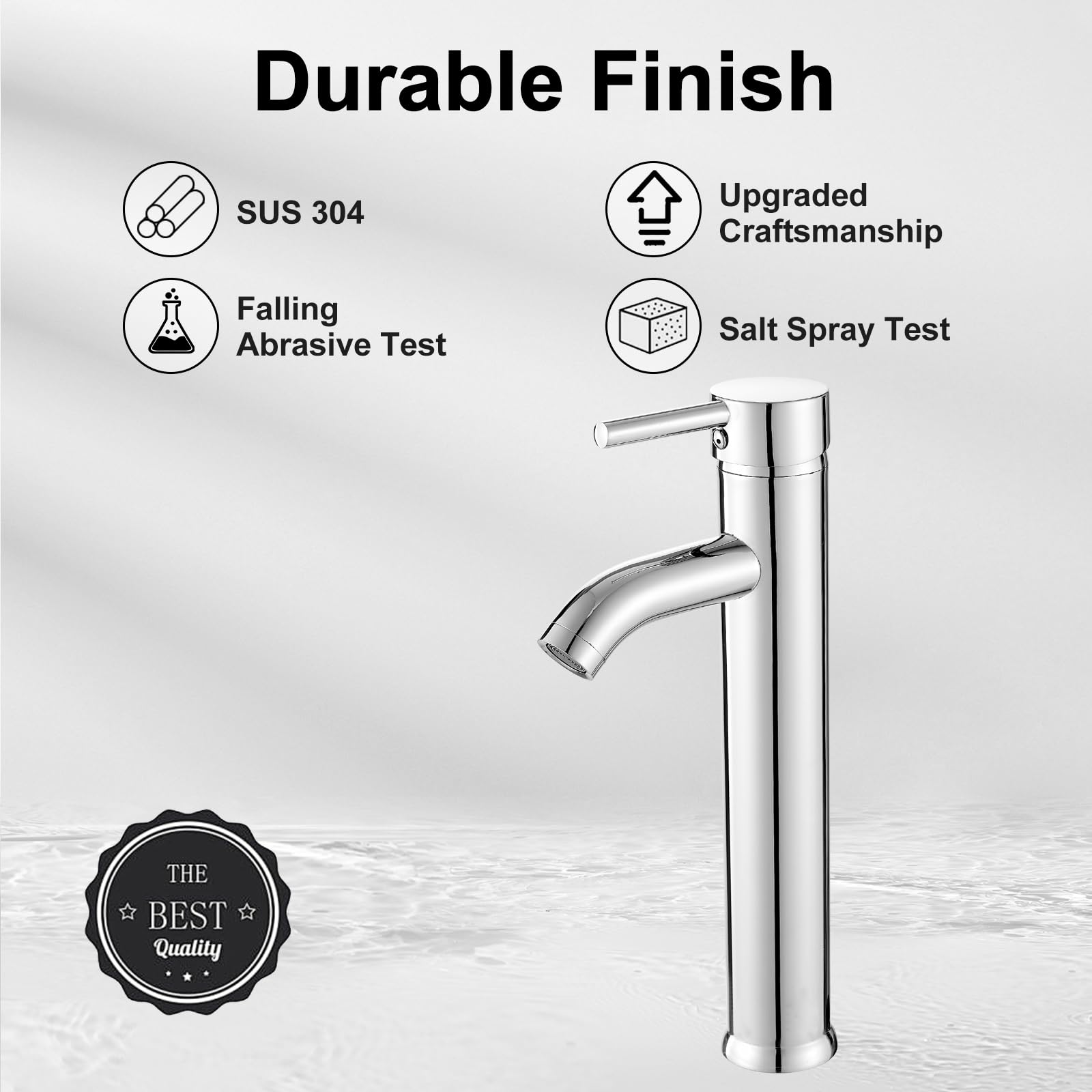 Modern Chrome Single Handle Bathroom Vessel Sink Faucet - Tall Body One Hole Basin Mixer Tap for Lavatory | Perfect for Contemporary Vanities and Powder Rooms