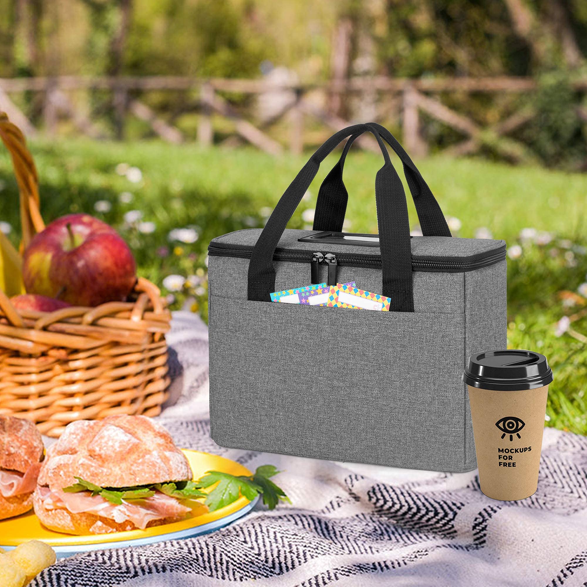 Trunab Reusable 3-Cup Insulated Drink Carrier with Adjustable Dividers - Patented Grey Beverage Caddy for Delivery, Takeout & Outdoor Use - Perfect for Coffee, Smoothies & Soda Transport