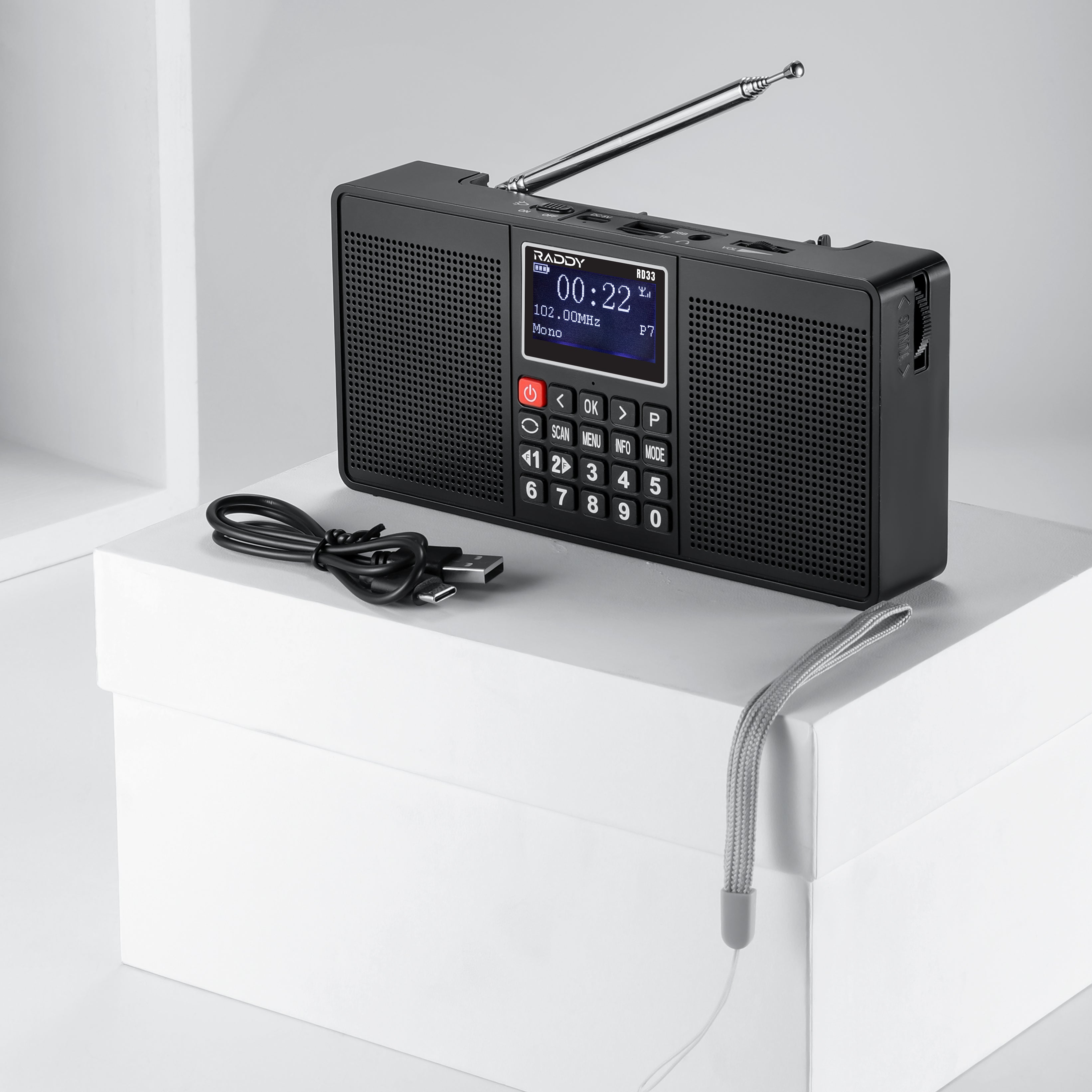 Raddy RD33 Portable FM DAB Digital Radio with Rechargeable Battery, Bluetooth Support & MP3 Playback - Perfect for Home, Office, Travel and Outdoor Adventures