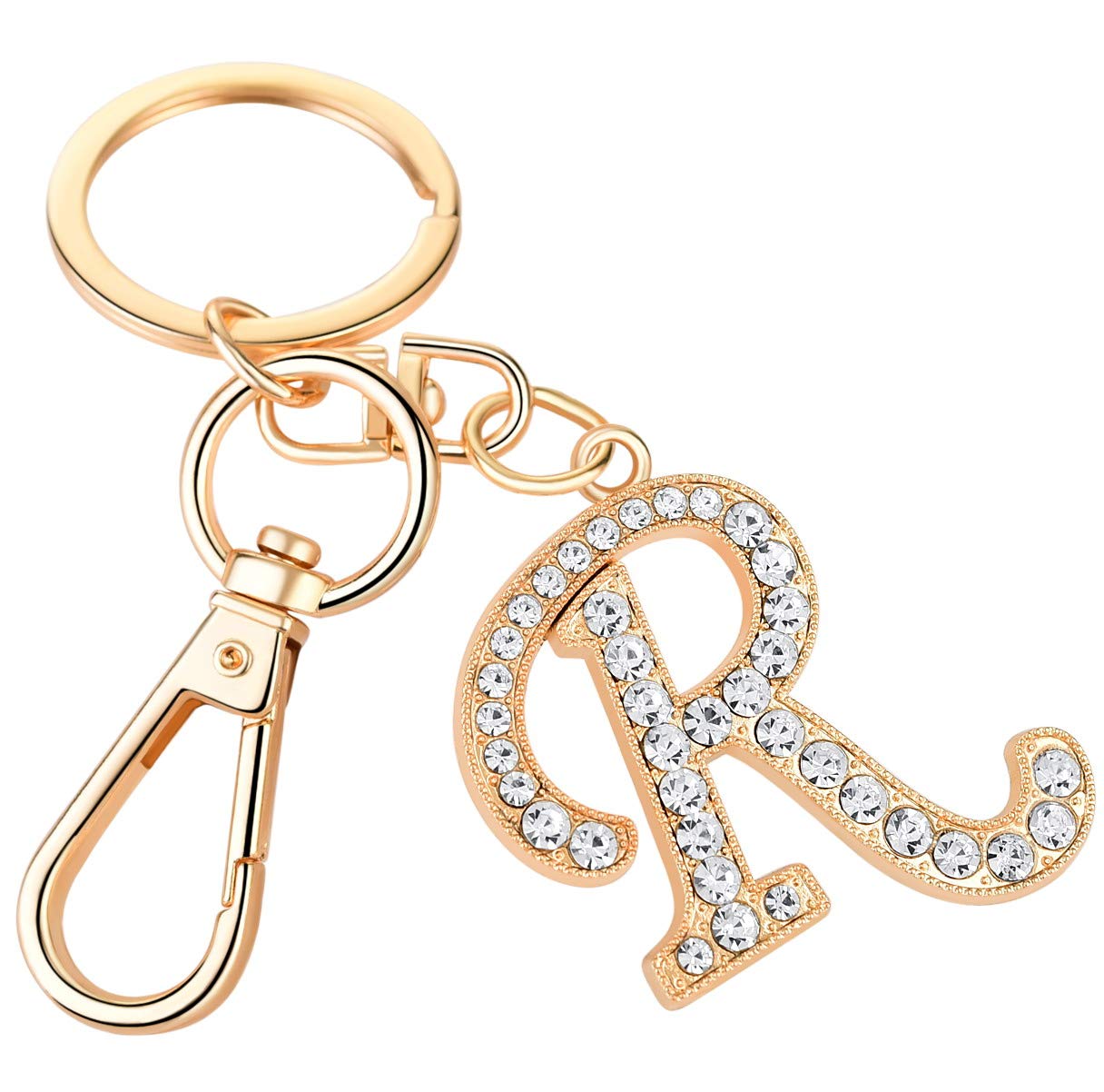 AlphaAcc Crystal Alphabet Initial Letter Keychain for Women - Elegant Purse Charms & Handbag Pendant with Key Ring - Perfect Gift for Birthdays, Anniversaries and Everyday Carry