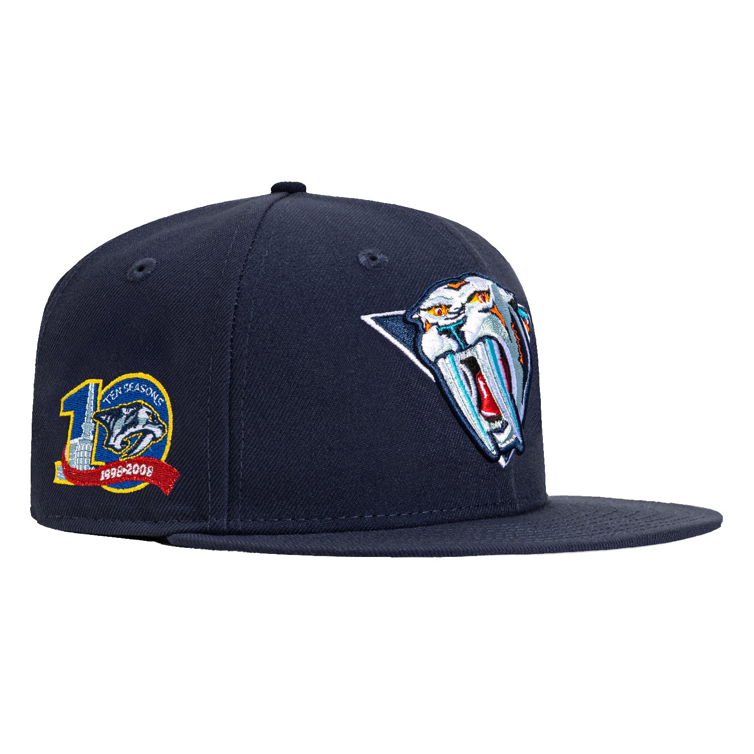 New Era 59Fifty Nashville Predators 10th Anniversary Patch Hat - Light Navy - Official NHL Snapback Cap for Hockey Fans & Sports Enthusiasts - Perfect for Games, Collecting & Everyday Wear