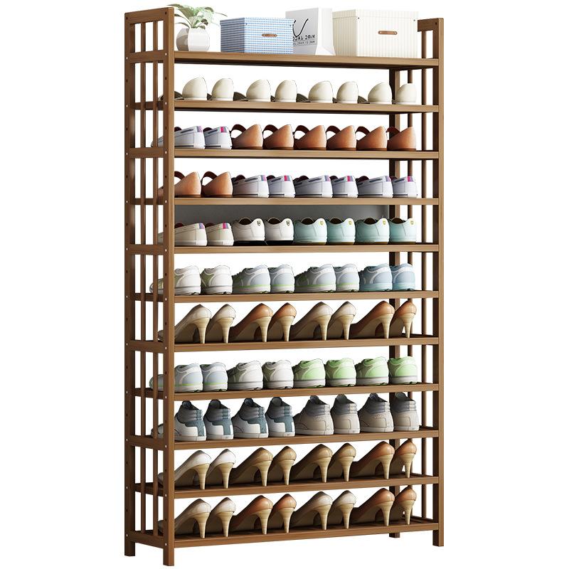 10-Tier Bamboo Shoe Rack Organizer - Space Saving Corner Storage Shelf for Entryway, Closet & Bedroom Organization
