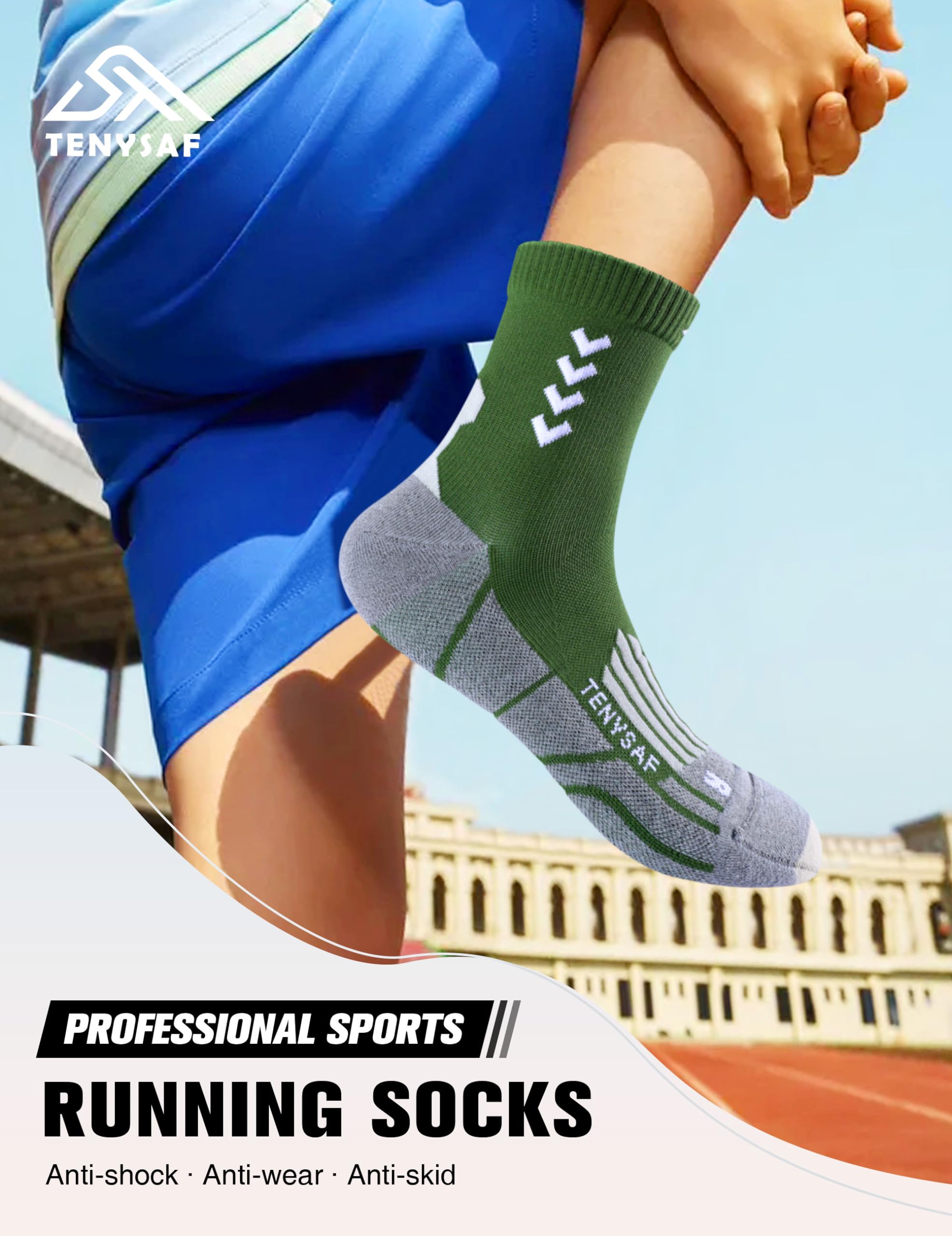 Best Compression Crew Running Socks for Men & Women - 3 Pairs Cushioned Athletic Socks for Work, Hiking, Basketball & Sports - Perfect for Marathon Training, Gym Workouts & Outdoor Activities