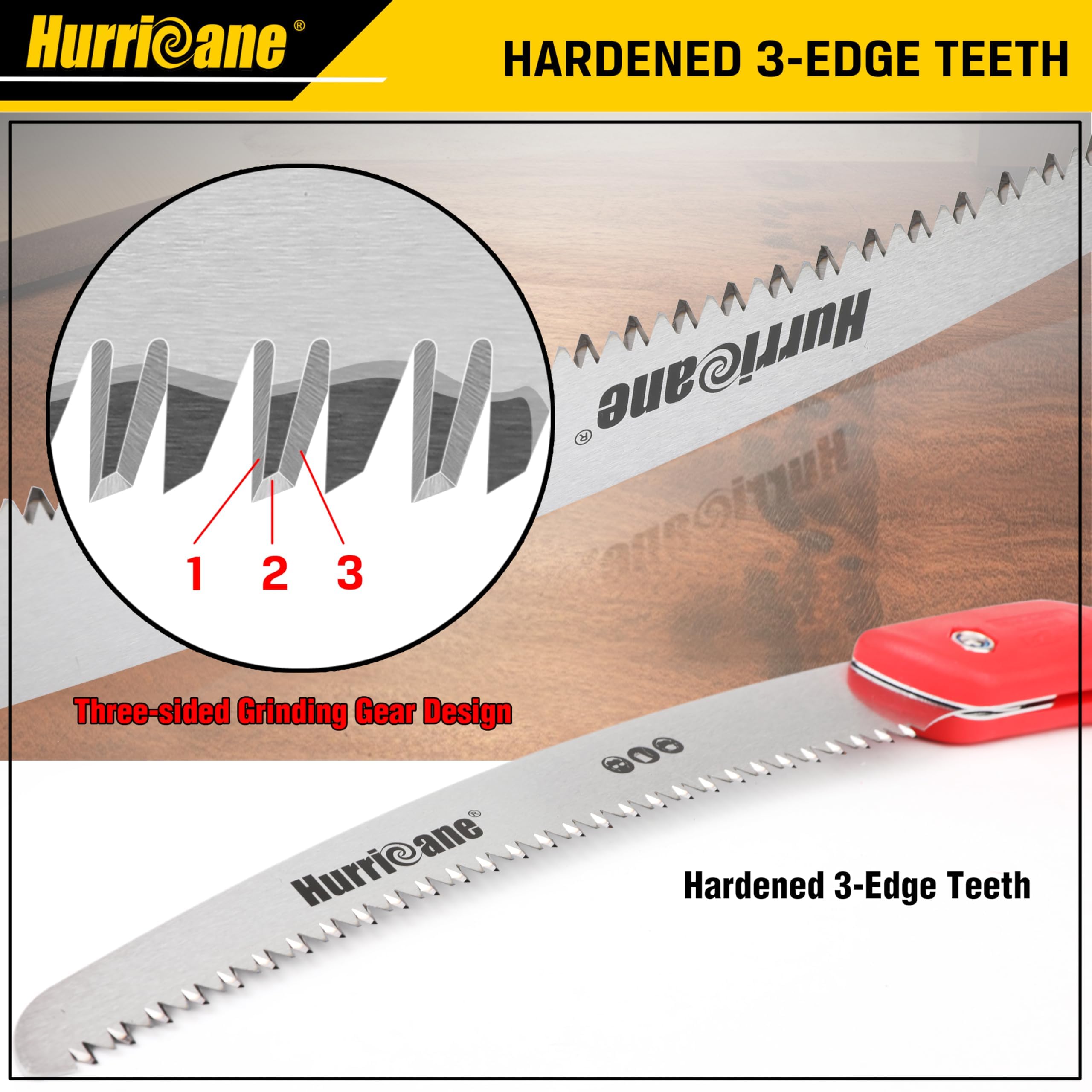 10 Inch HURRICANE Folding Hand Saw - SK5 Curved Blade Pruning Saw with Triple-Cut Razor Teeth | Portable Wood Cutting Saw for Camping, Tree Trimming, Gardening & Hiking | Perfect for Outdoor Enthusiasts & DIY Projects