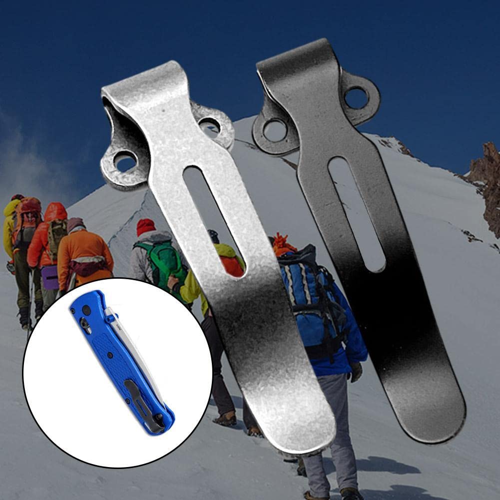 2 Pack Stainless Steel Deep Carry Pocket Clip for Knife 515 & 535 Series - Heavy Duty Folding Knife Back Clips with 2 Hole Support Stand - Perfect for Outdoor, EDC, Camping, Hiking and DIY Tool Accessories