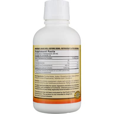 Nature's Blend Calcium Citrate with Vitamin D3 - Blueberry Flavored Liquid Supplement for Bone Health - 16 oz Bottle (Pack of 6) - Supports Strong Bones & Teeth for Kids & Adults - Perfect for Daily Nutrition & Active Lifestyles