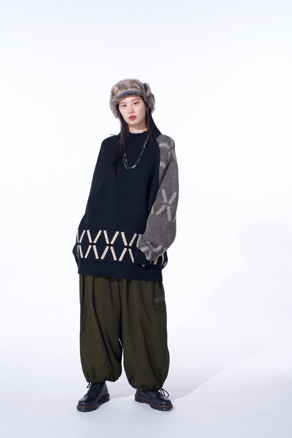 Bulky Wool Bird's Eye Reversible High Neck Knit Sweater - Cozy Winter Pullover for Women, Perfect for Cold Weather & Casual Outings