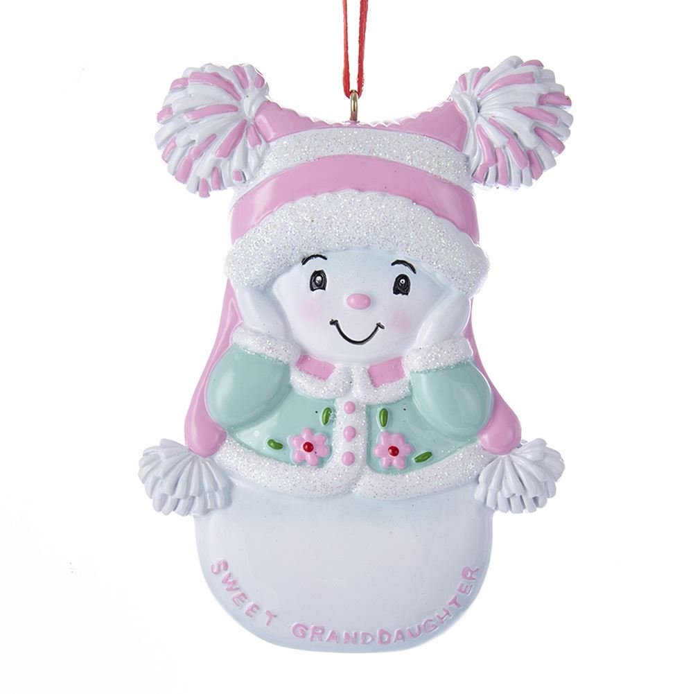 Kurt Adler 3.75 Inch Resin Snowgirl 'Sweet Granddaughter' Christmas Ornament - Perfect for Holiday Tree Decorations, Gift Giving & Winter Home Decor