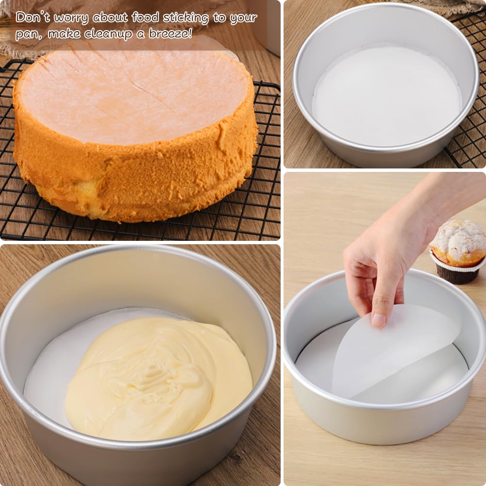 BYKITCHEN 7 Inch Parchment Paper Rounds - 220 Pack, Non-Stick Pre-Cut Burger Patty Paper for Hamburger Press, Cake Pans, Springform Pans & Smash Burgers - Perfect for Baking, Cooking & Food Prep