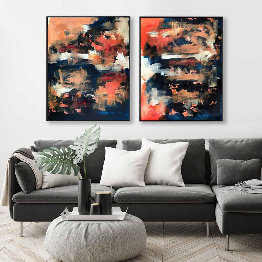 The Untold Story Diptych Painting - Handmade Wall Art for Home Decor, Perfect for Living Room, Bedroom & Office
