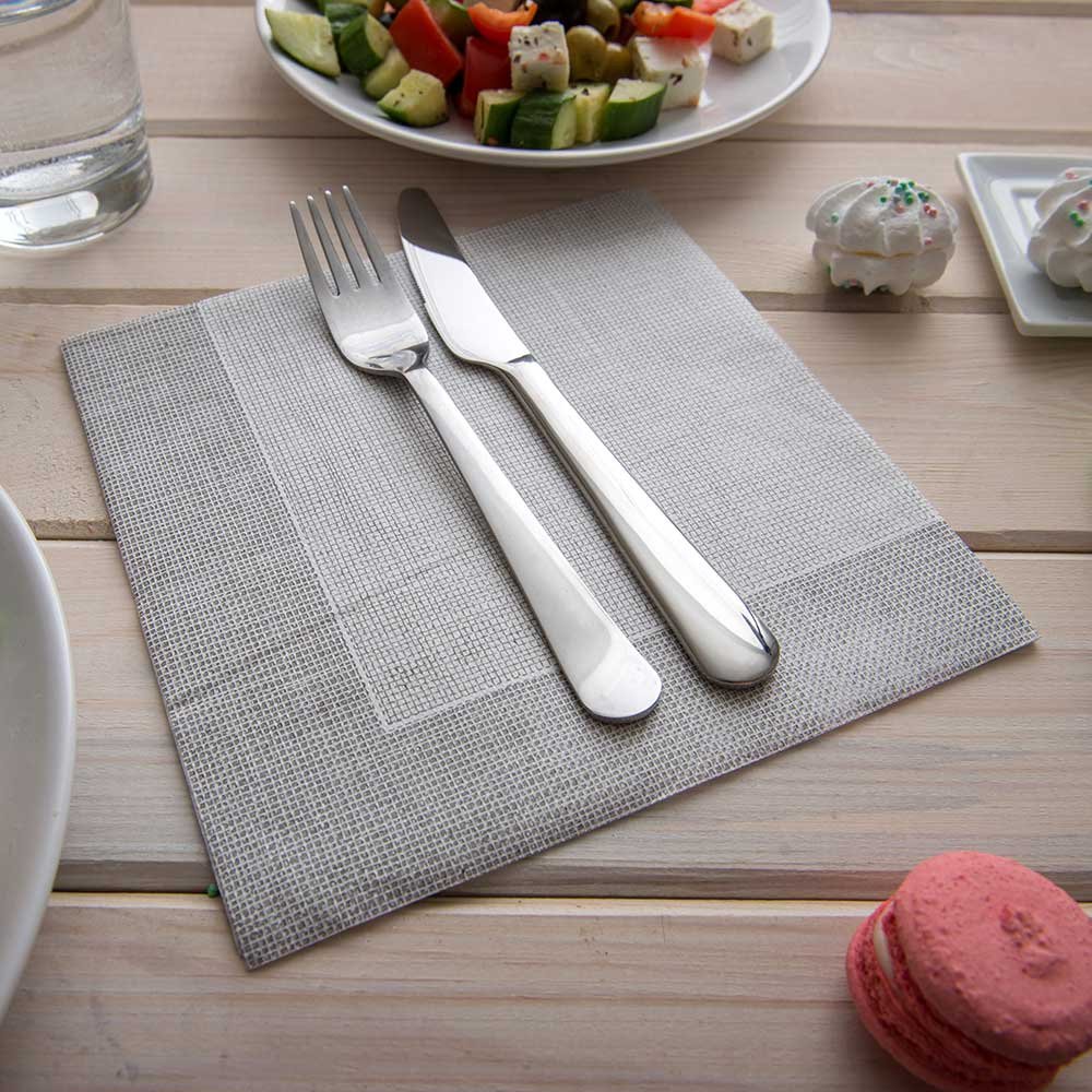 Premium 15.75 Inch Disposable Napkins - 600 Count Soft Linen-Like Paper Napkins | Absorbent Air-Laid White with Gray Threads | Pre-Folded for Elegant Dinner Parties, Weddings & Catering Events