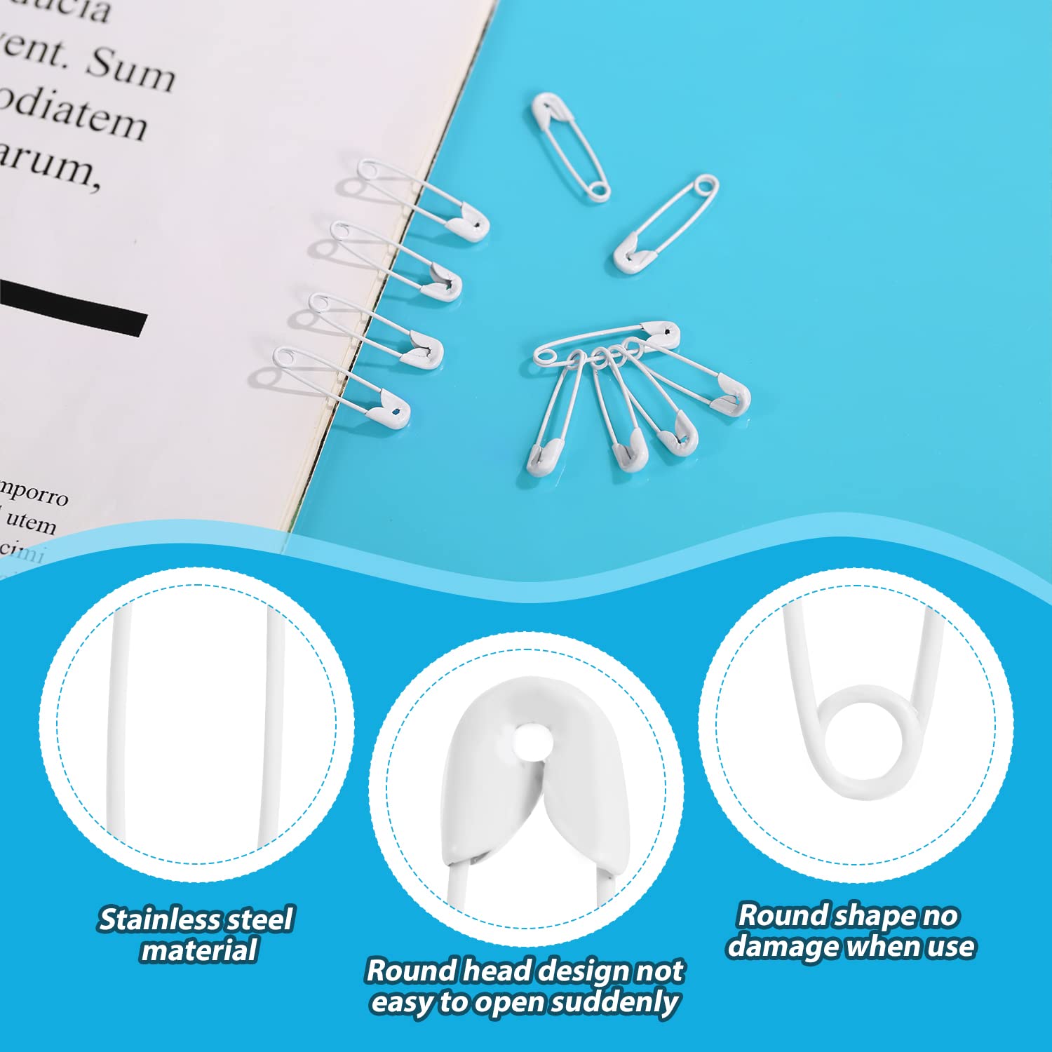 150pcs 19mm Mini Safety Pins for Clothes - Metal Sewing Pins for Clothing, Handicrafts & Jewelry Making (White) - Perfect for DIY Projects, Emergency Repairs & Fashion Accessories