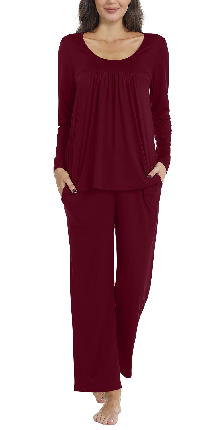 POPYOUNG Women's 2-Piece Fall Pajama Set with Pockets - Cozy Sleepwear & Lounge Wear for Women - Perfect for Sleeping, Relaxing at Home, and Gift Giving