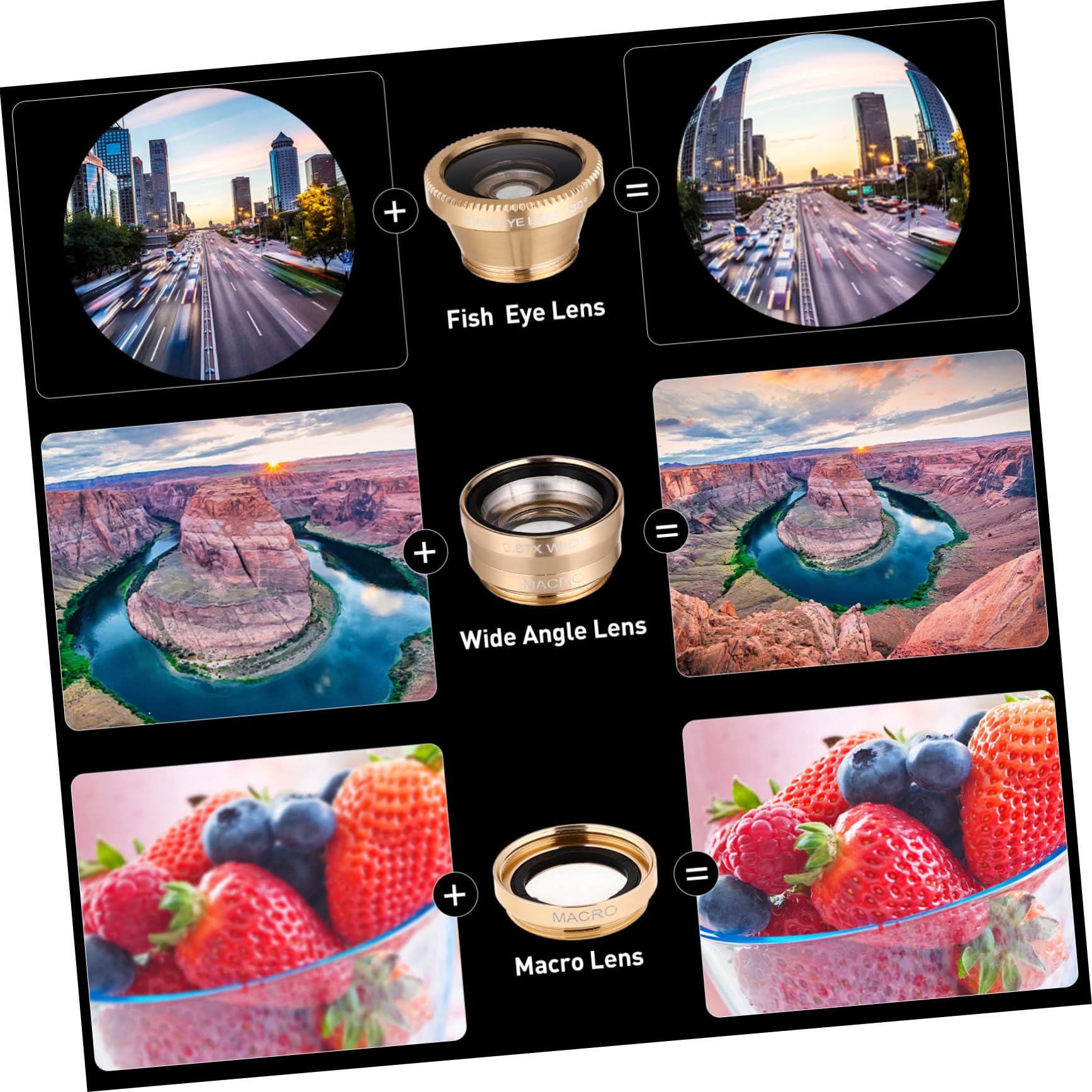 Professional HD Smartphone Camera Lens Kit for iPhone & Android - Wide Angle, Macro, Fisheye & Telephoto Lenses - Perfect for Travel, Vlogging & Photography