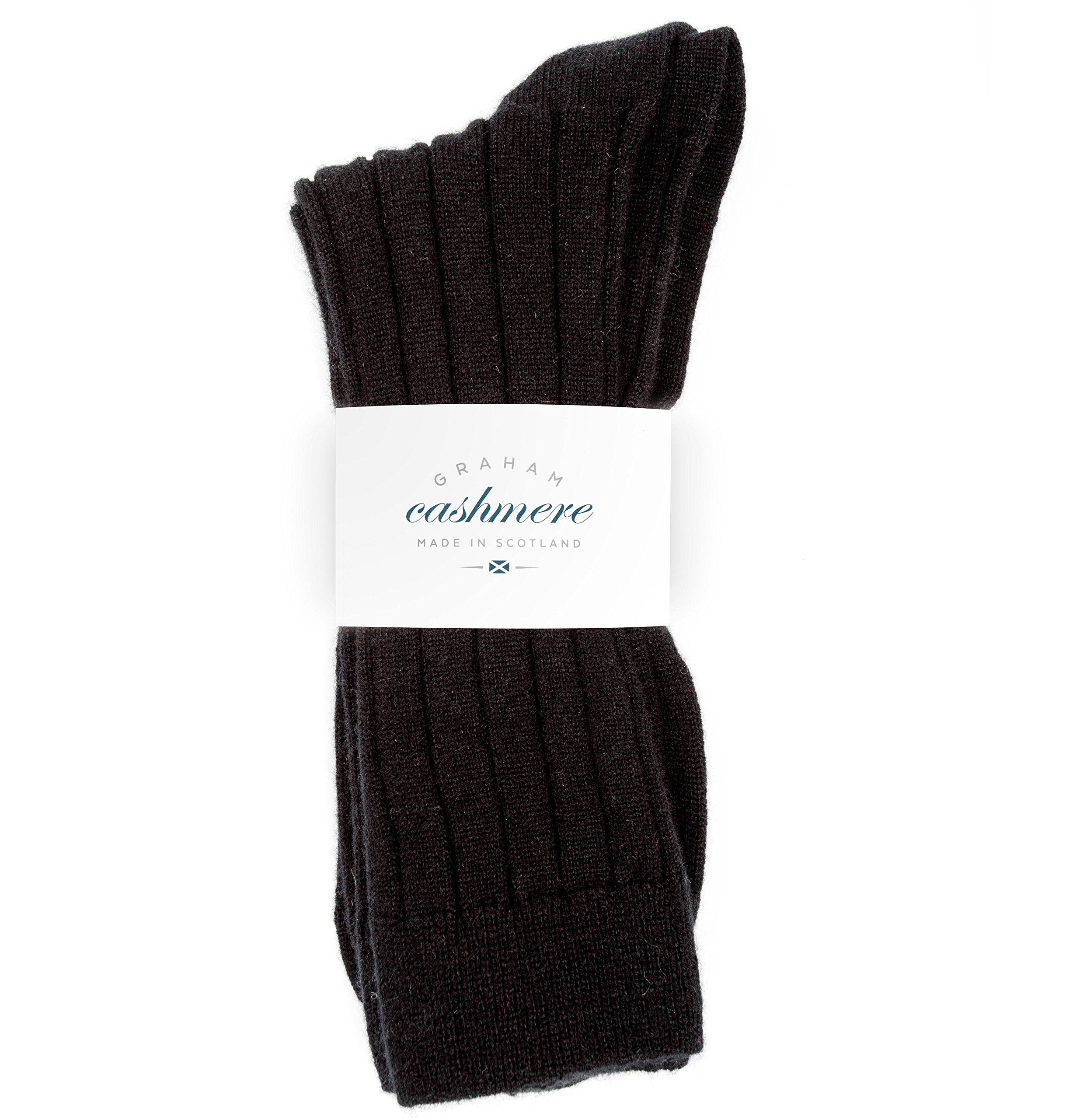 Premium Graham Cashmere Men's Ribbed Cashmere Socks - Luxury Gift Box Set for Winter Warmth & Comfort - Ideal for Holidays, Travel & Cold Weather