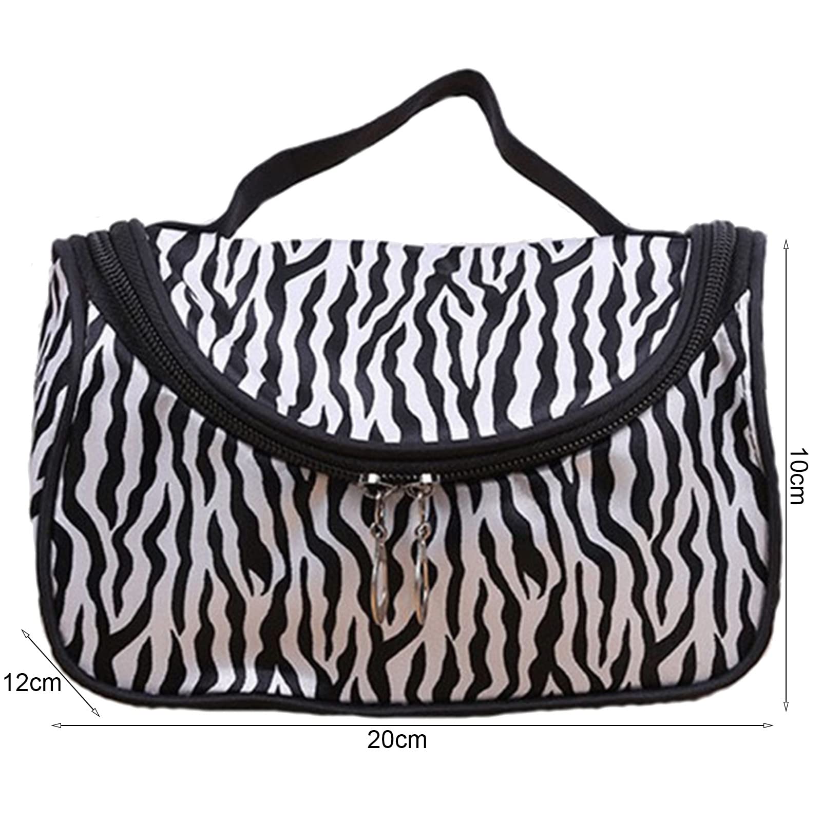 Waterproof Zebra Print Cosmetic Bag for Women - Nylon Makeup Organizer with Jewelry Pouch, Travel Toiletry Bag for Girls, Perfect Gift for Makeup Brushes & Digital Accessories | Ideal for Travel, Gym & Daily Use