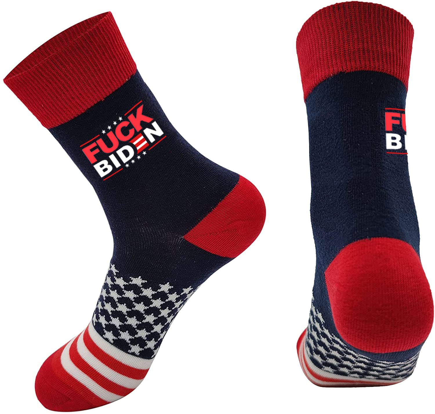 Funny Political Socks - Trump & Biden Middle Finger Socks - FCK Biden Let's Go Brandon FJB Socks - Novelty Gag Gifts for Men & Women - Perfect for Protests, Political Rallies & Humorous Gift Giving