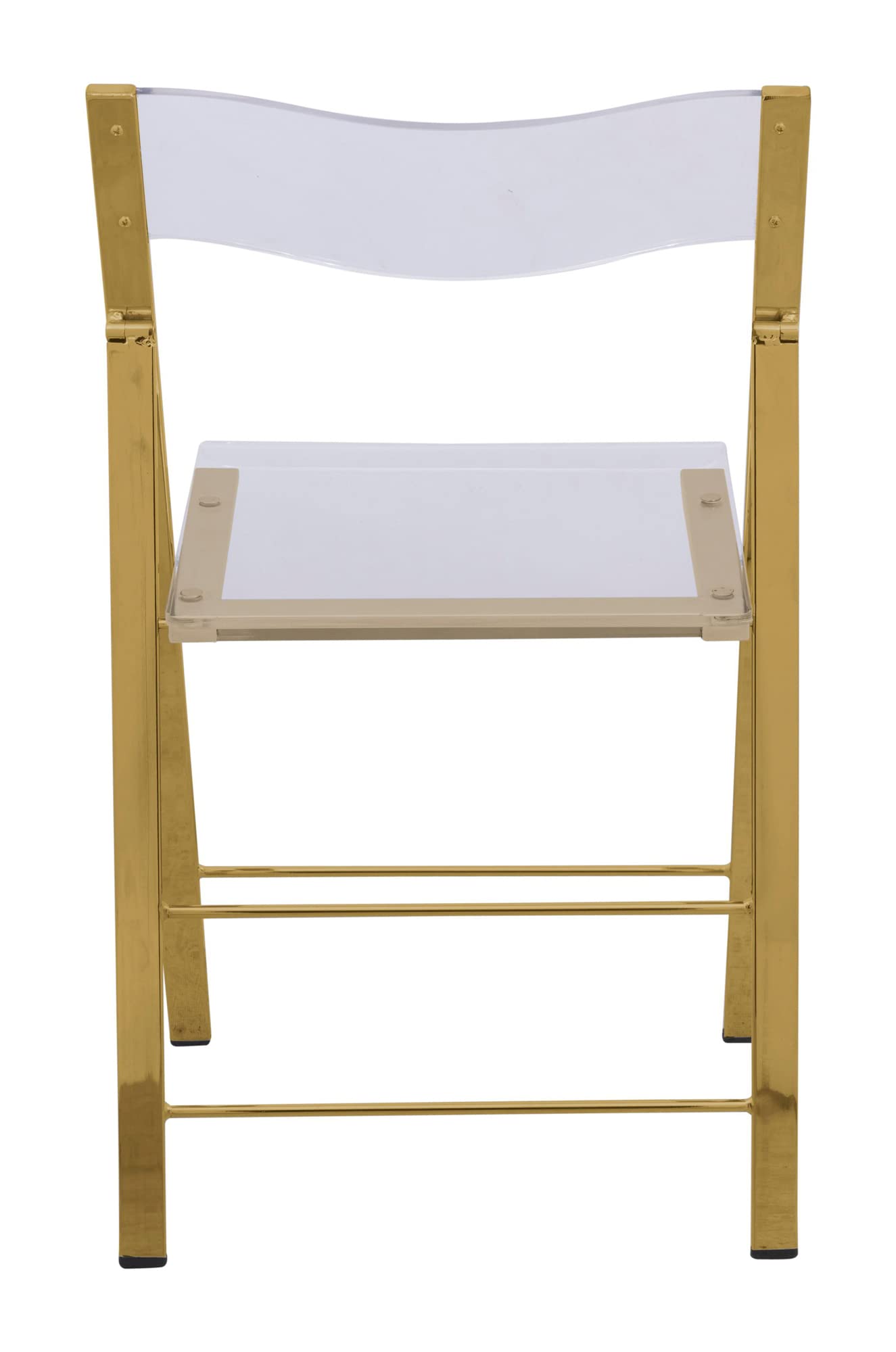 Modern Acrylic Folding Chairs with Gold Base - Set of 4 for Indoor/Outdoor Use - Clear Transparent Design Perfect for Dining Room, Patio, Wedding & Event Decor