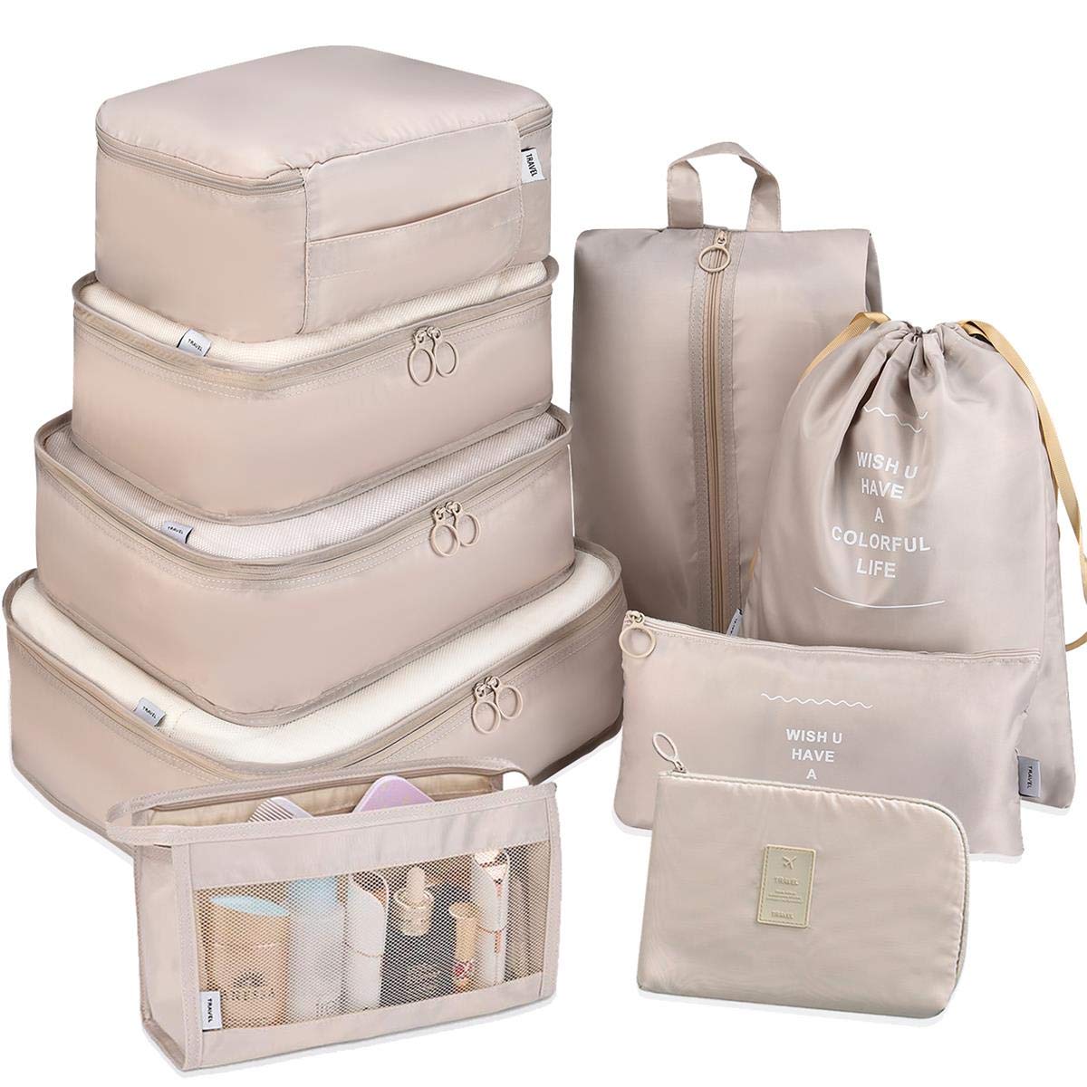 9-Pack Travel Packing Cubes - Waterproof Luggage Organizers for Shoes, Electronics & Cosmetics | Perfect for Business Trips & Vacations