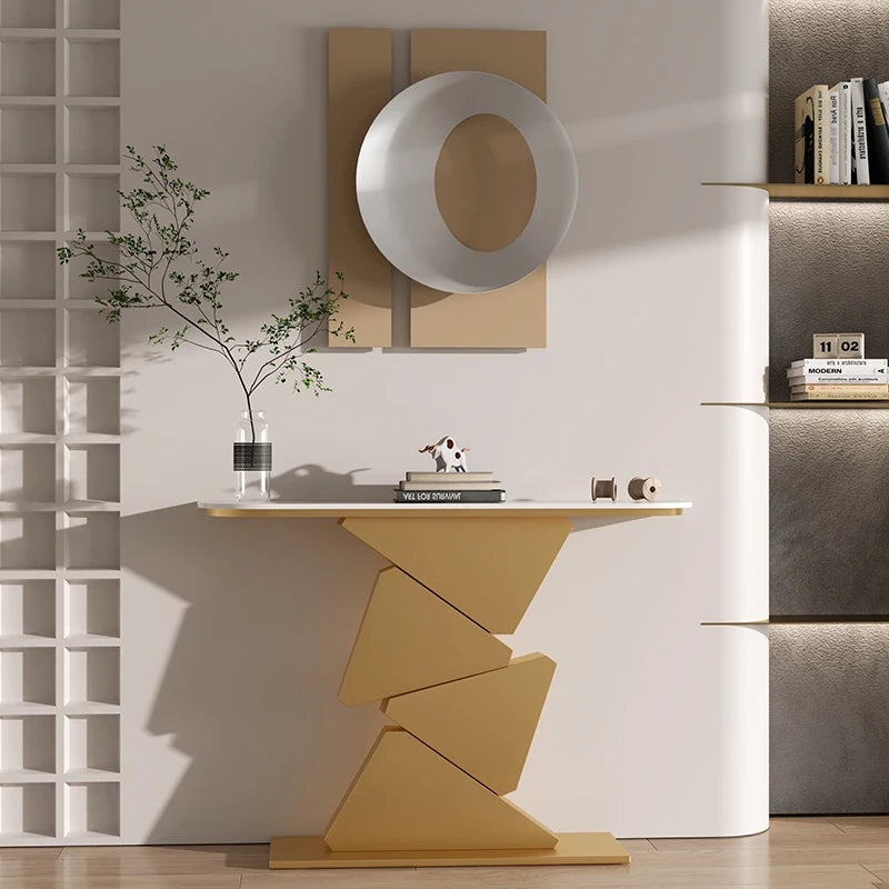 Italian Triangular Slate Console Table - Modern Entryway & Hallway Furniture for Home Decor | Durable & Stylish Design for Living Room, Bedroom, or Office