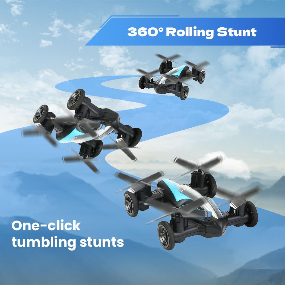 Remote Control Flying Car Toy - Air & Ground Dual Mode RC Fighter Plane Glider for Kids & Adults | Outdoor Flight Toy with LED Lights (Red) - Perfect for Backyard Play, Birthday Gifts & STEM Learning