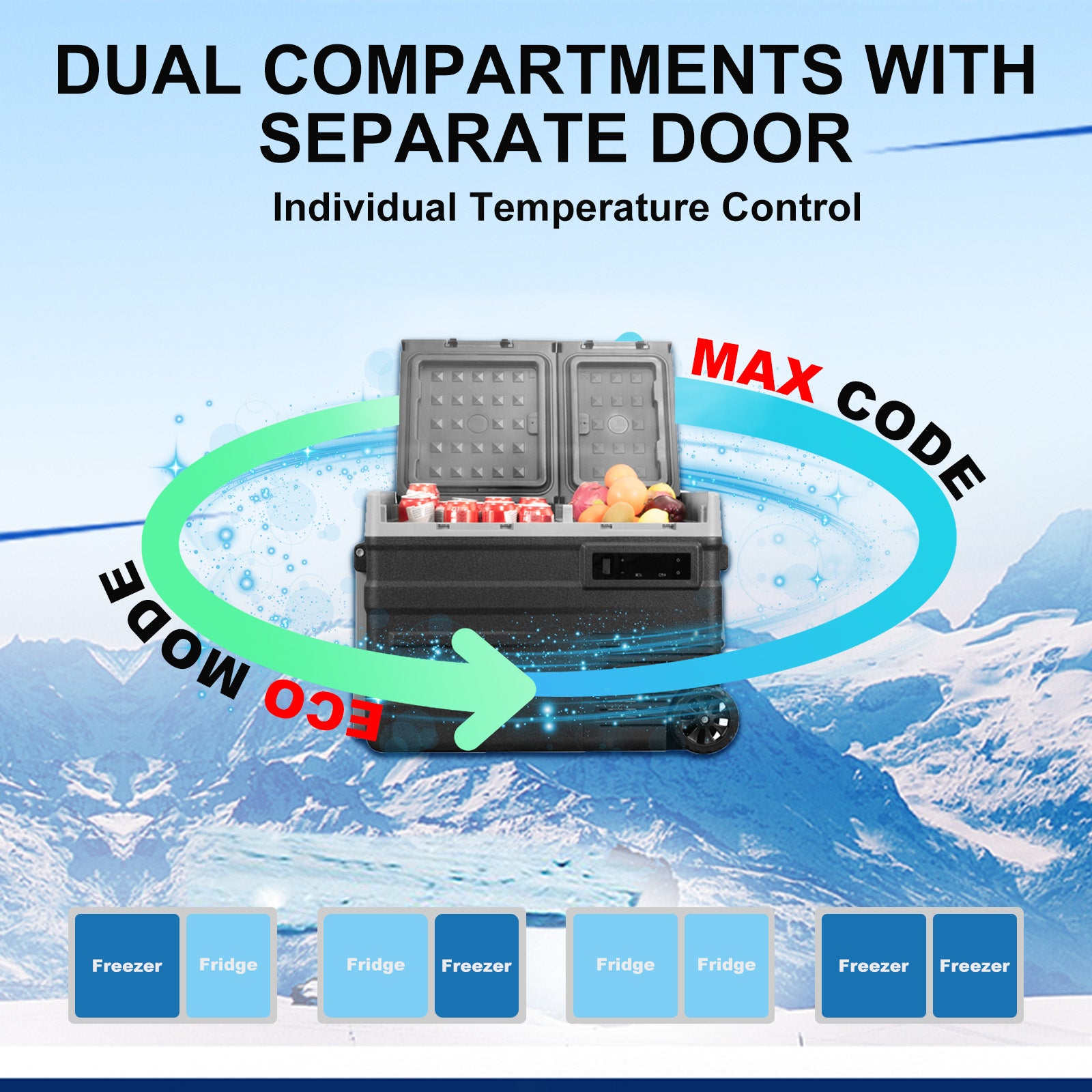 Alpicool UD65 12V/24V Portable Car Refrigerator Freezer - 18 Quart Compact Fridge for Camping, Road Trips, RV & Truck Use