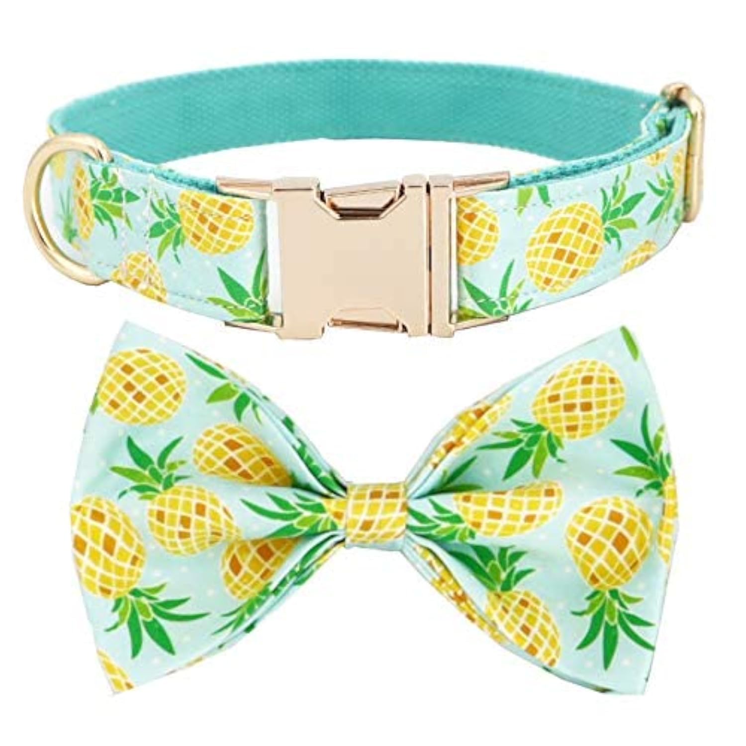 Pineapple Dog Collar with Bow - Adjustable Pet Collar for Small & Medium Dogs - Perfect for Weddings, Parties & Special Occasions