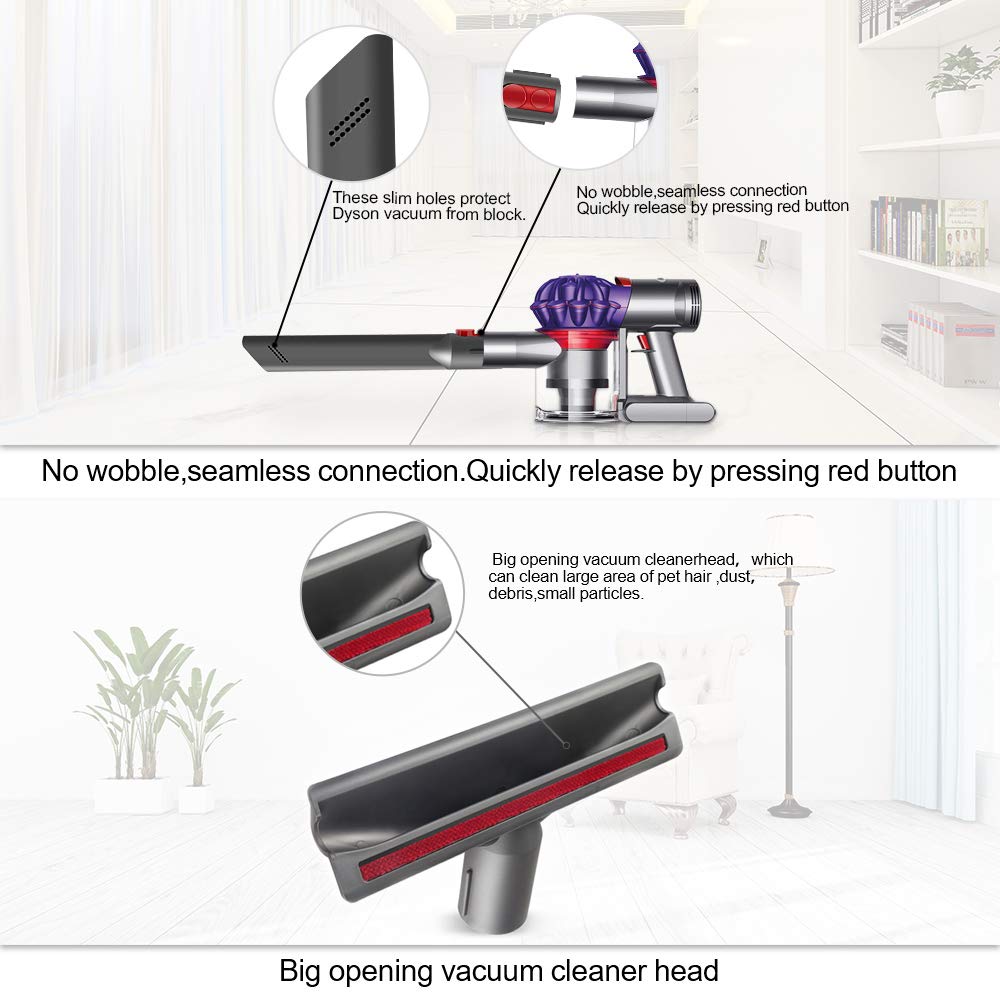 E.LUO Vacuum Cleaner Accessories Kit for Dyson V8 V7 V10 V11 - Includes Mattress Cleaner, Combination Tool, Crevice Tool & Soft Dusting Brush | Perfect for Deep Cleaning Carpets, Upholstery & Hard-to-Reach Corners