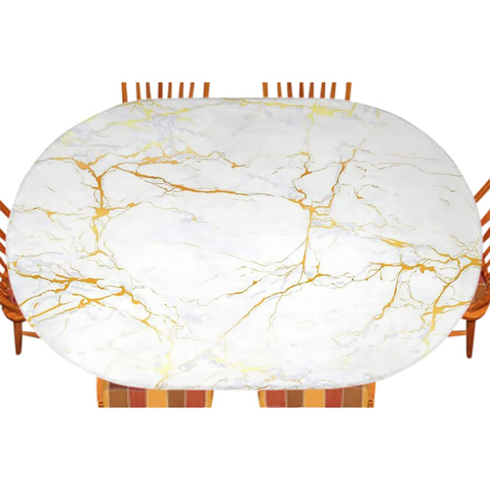 Premium Marble Print Oval Tablecloth - Waterproof & Stain-Resistant for Indoor Dining & Outdoor Patio - Fits 48x68 Inch Tables - Perfect for Dinner Parties, Weddings & Holiday Decorations