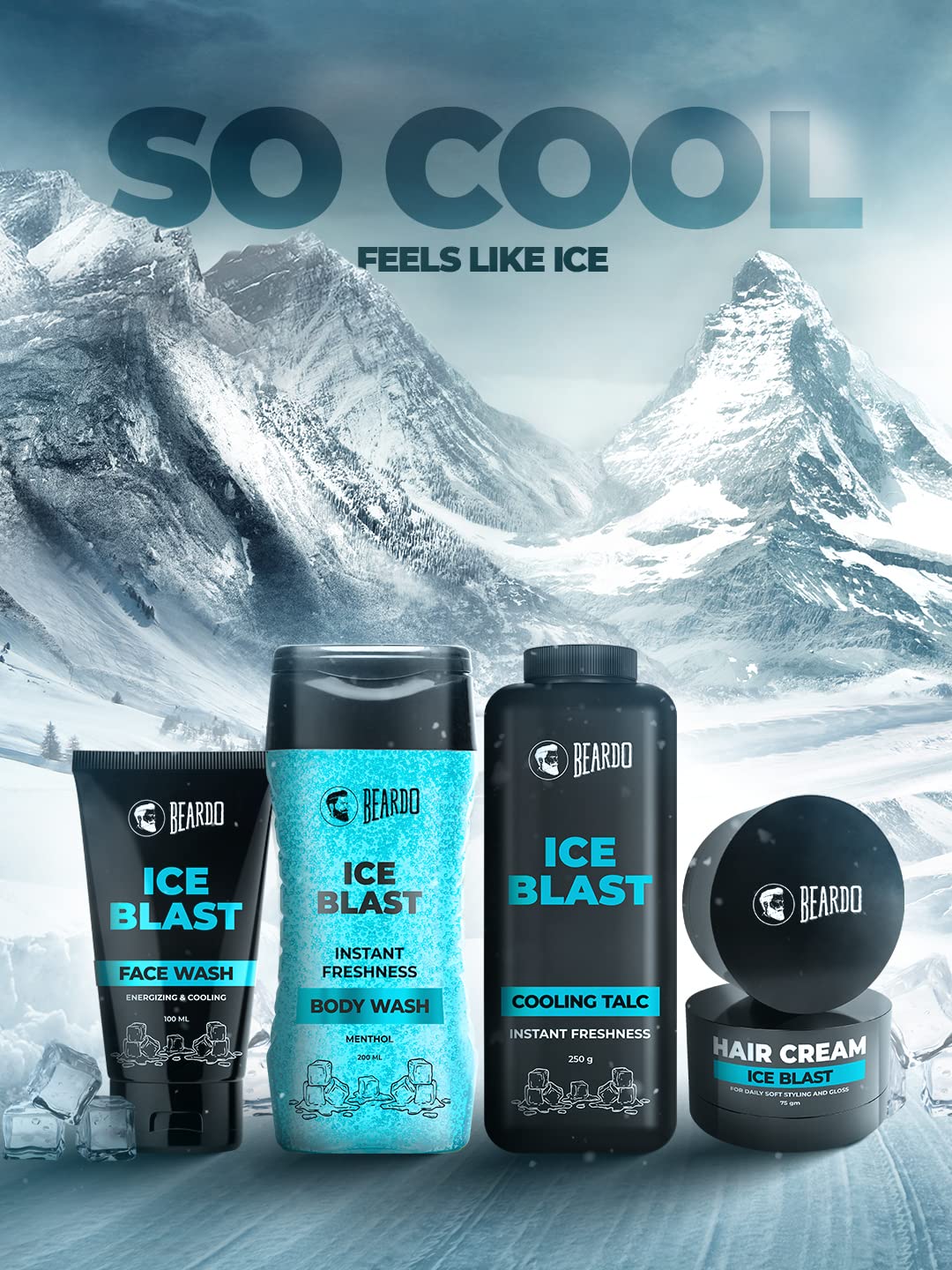Beardo Ice Blast Menthol Cooling Body Wash for Men - 200ml Refreshing Shower Gel with Instant Icy Freshness | Hydrates Dry Skin | Perfect for Summer Heat & Post-Workout Cool Down