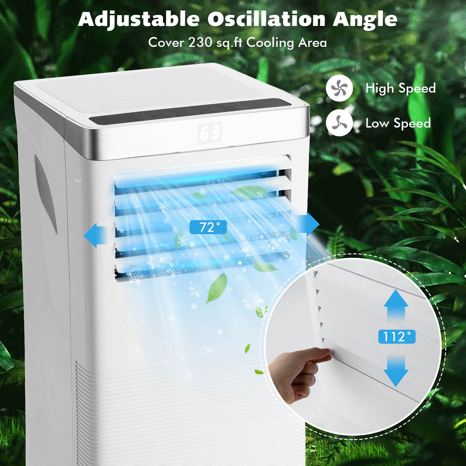 GOFLAME 8000BTU Portable Air Conditioner - 3-in-1 Cooling Fan, Dehumidifier & Air Cooler with Remote Control | Quiet Sleep Mode, 2 Speed Settings, 24H Timer | Includes Window Kit for Home, Office, Bedroom & Small Spaces (White)