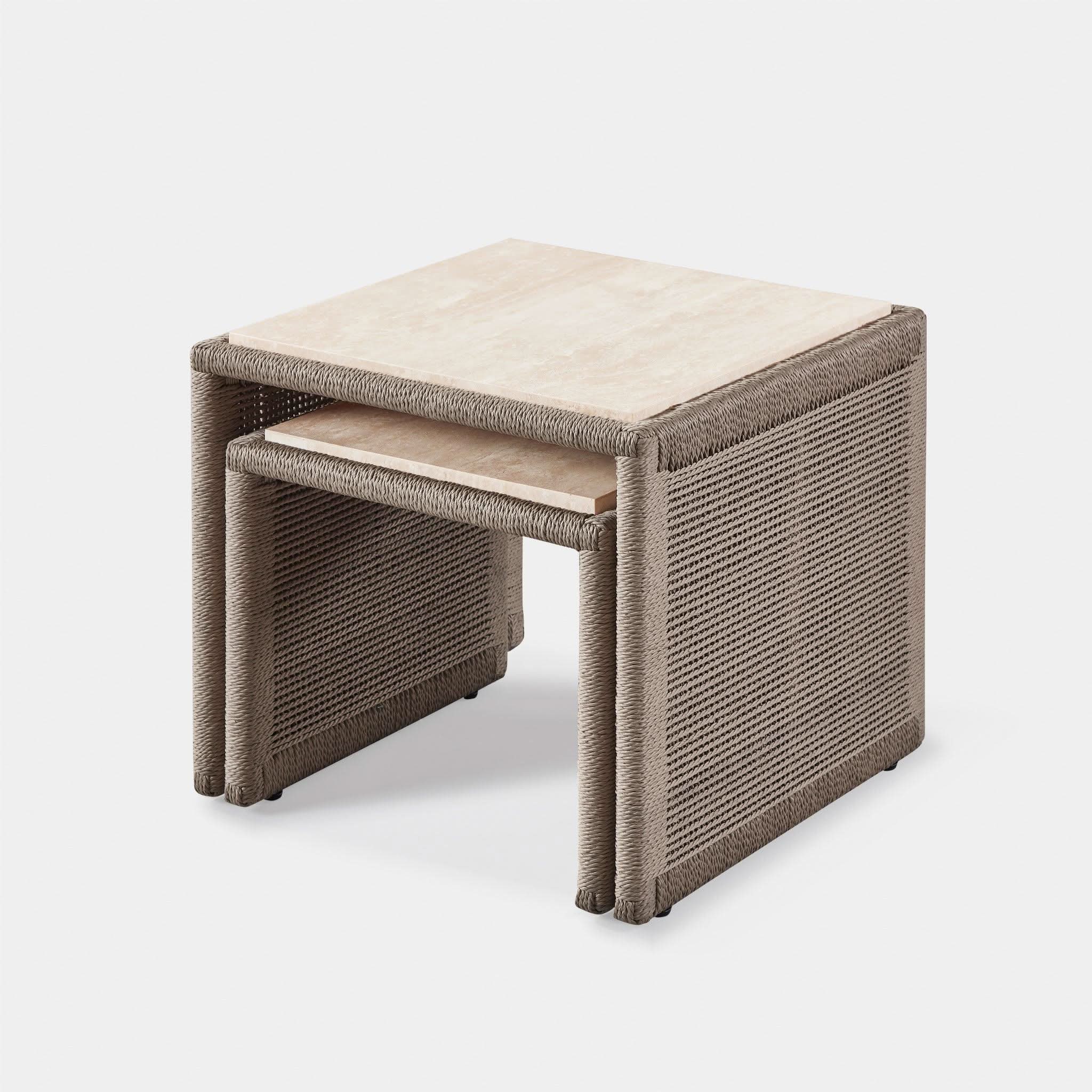Formentera Nesting Side Tables - Set of 2 Modern End Tables for Living Room, Bedroom - Space Saving Nightstand with Minimalist Design - Perfect for Small Spaces, Apartments & Home Decor