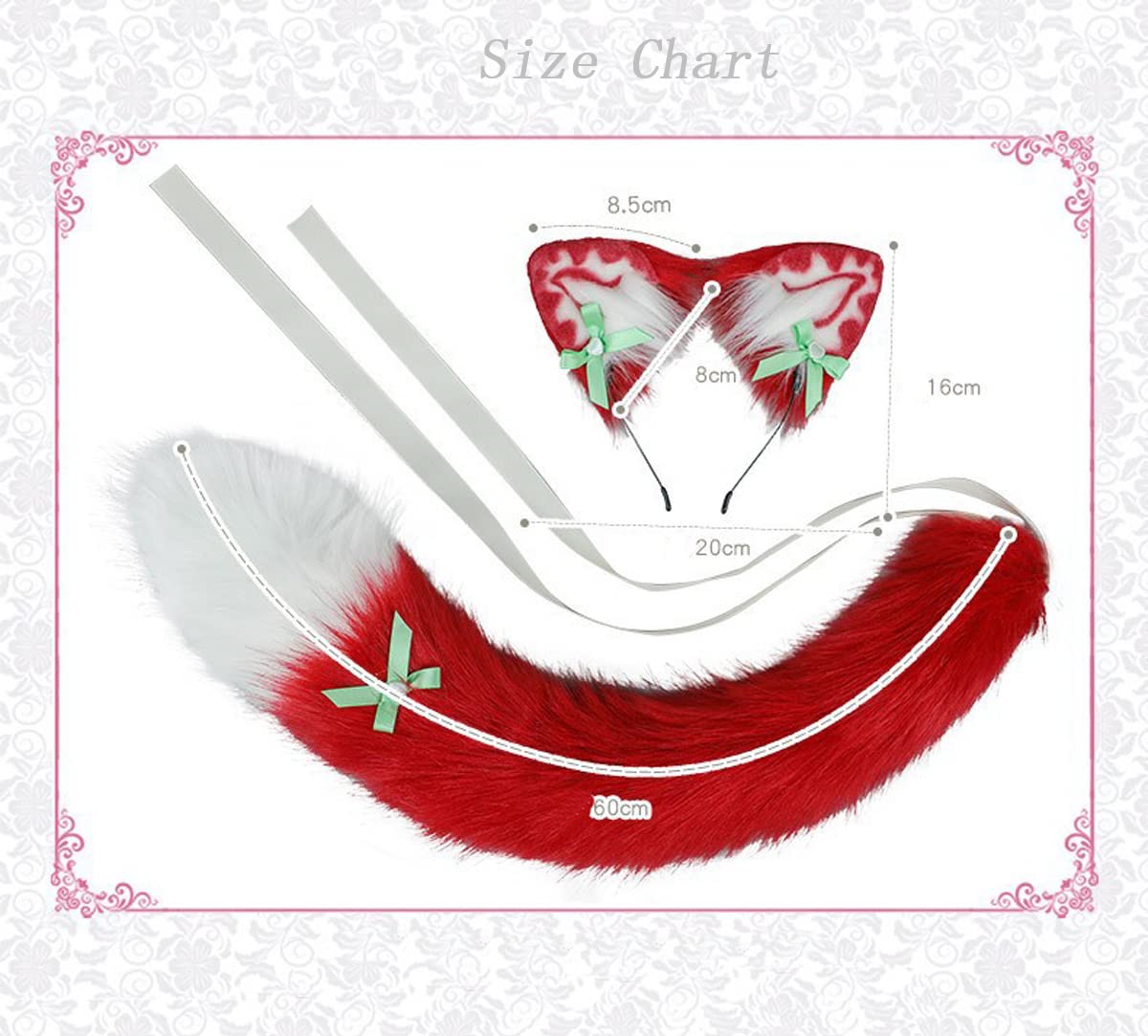 Cute Faux Fur Fox Cat Ears Headband with Bow - Anime Lolita Cosplay Costume Hair Accessories for Halloween, Cosplay, and Costume Parties